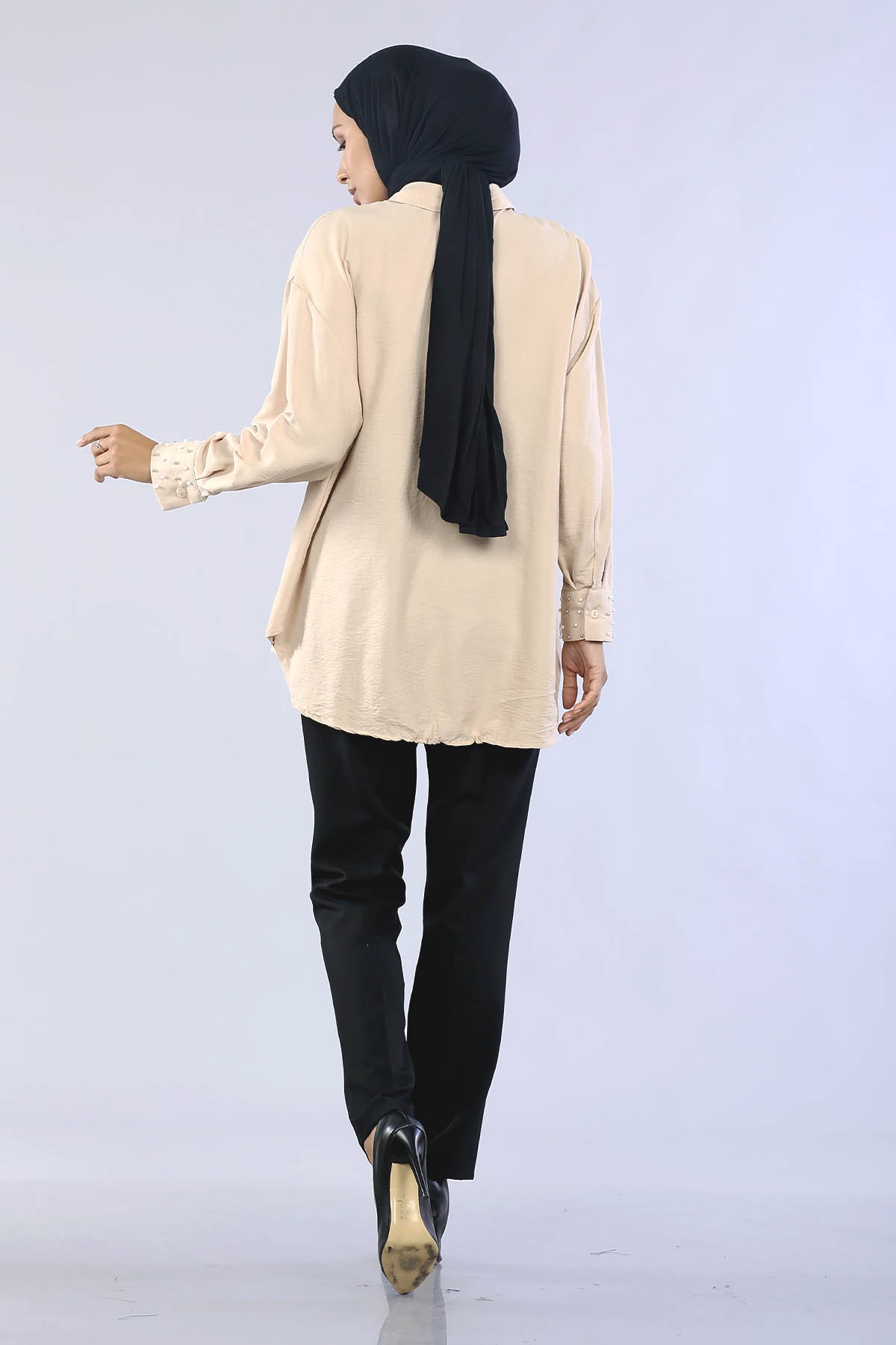 2259 İncili Gömlek 38-44 - Bej - 5