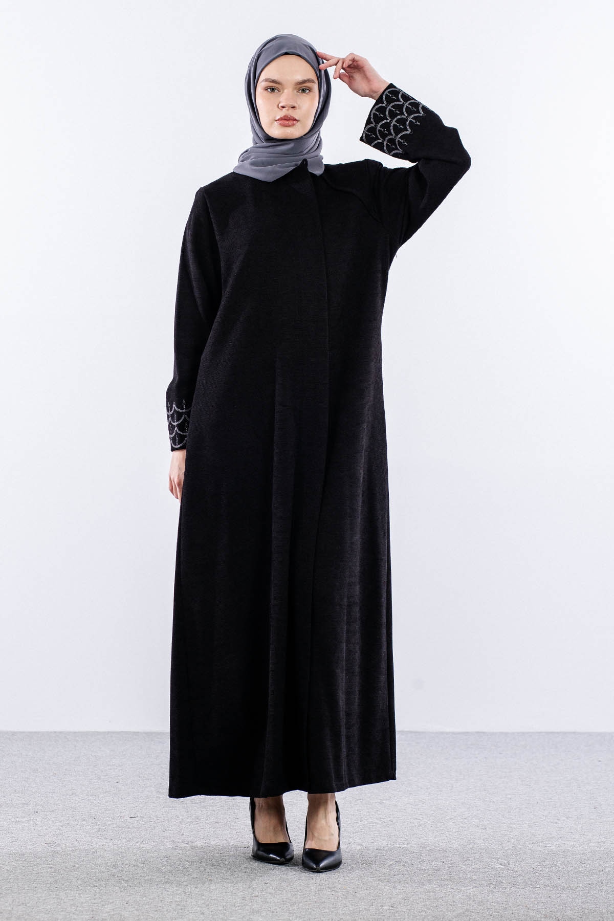 2262 Ferace 42-52 Dalgali Sonil Kumas - Siyah - 1