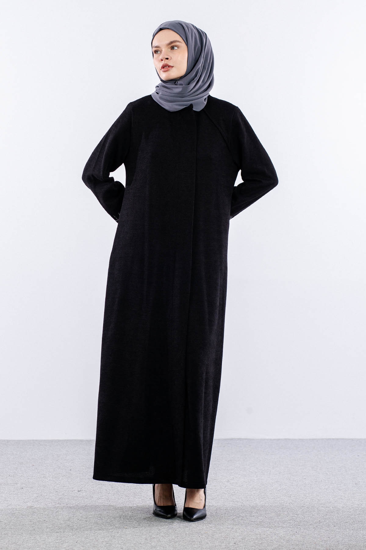 2262 Ferace 42-52 Dalgali Sonil Kumas - Siyah - 2