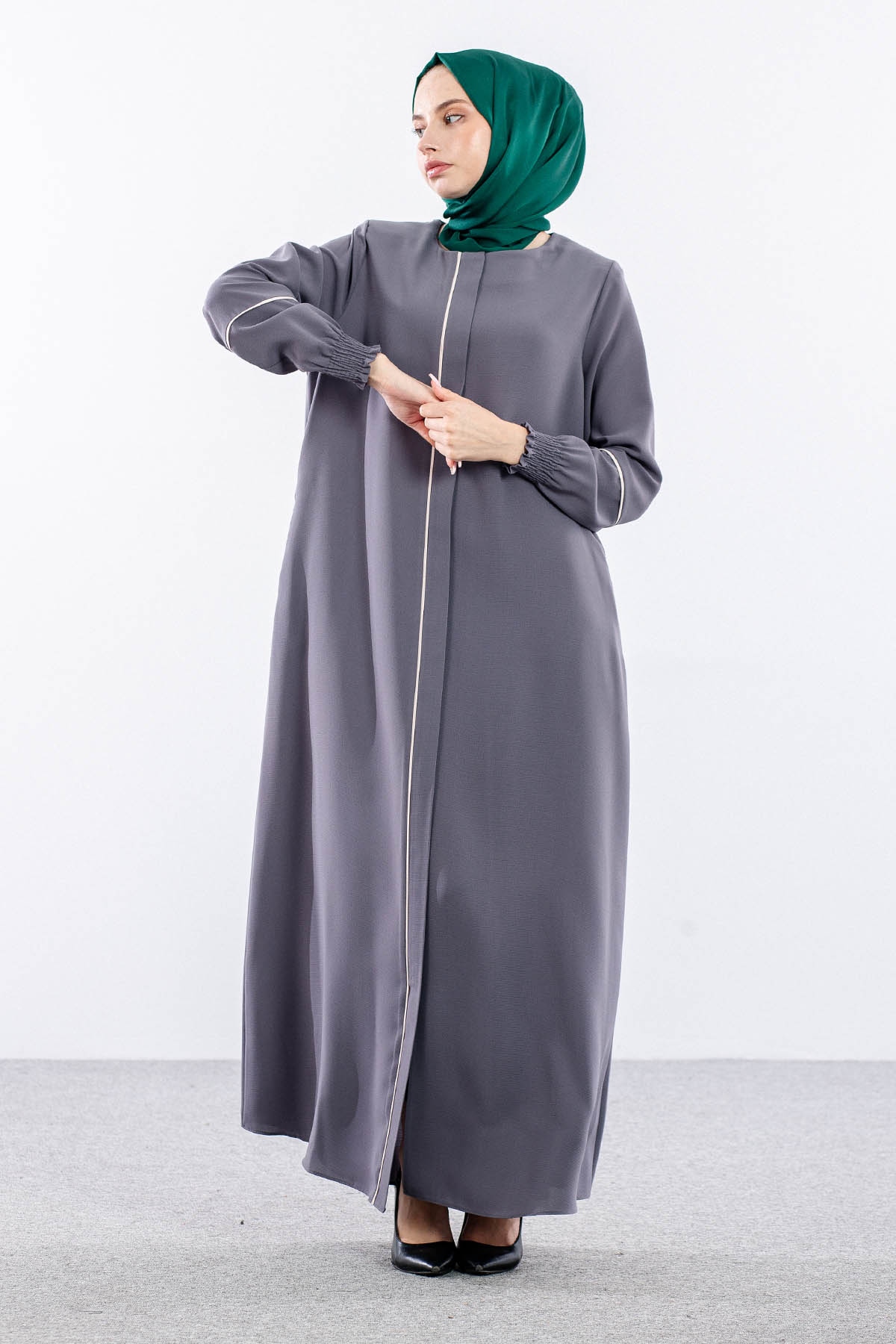 2268 Ferace 42-52 Biye Ve Kolucu Burumcuk - Gri - 1