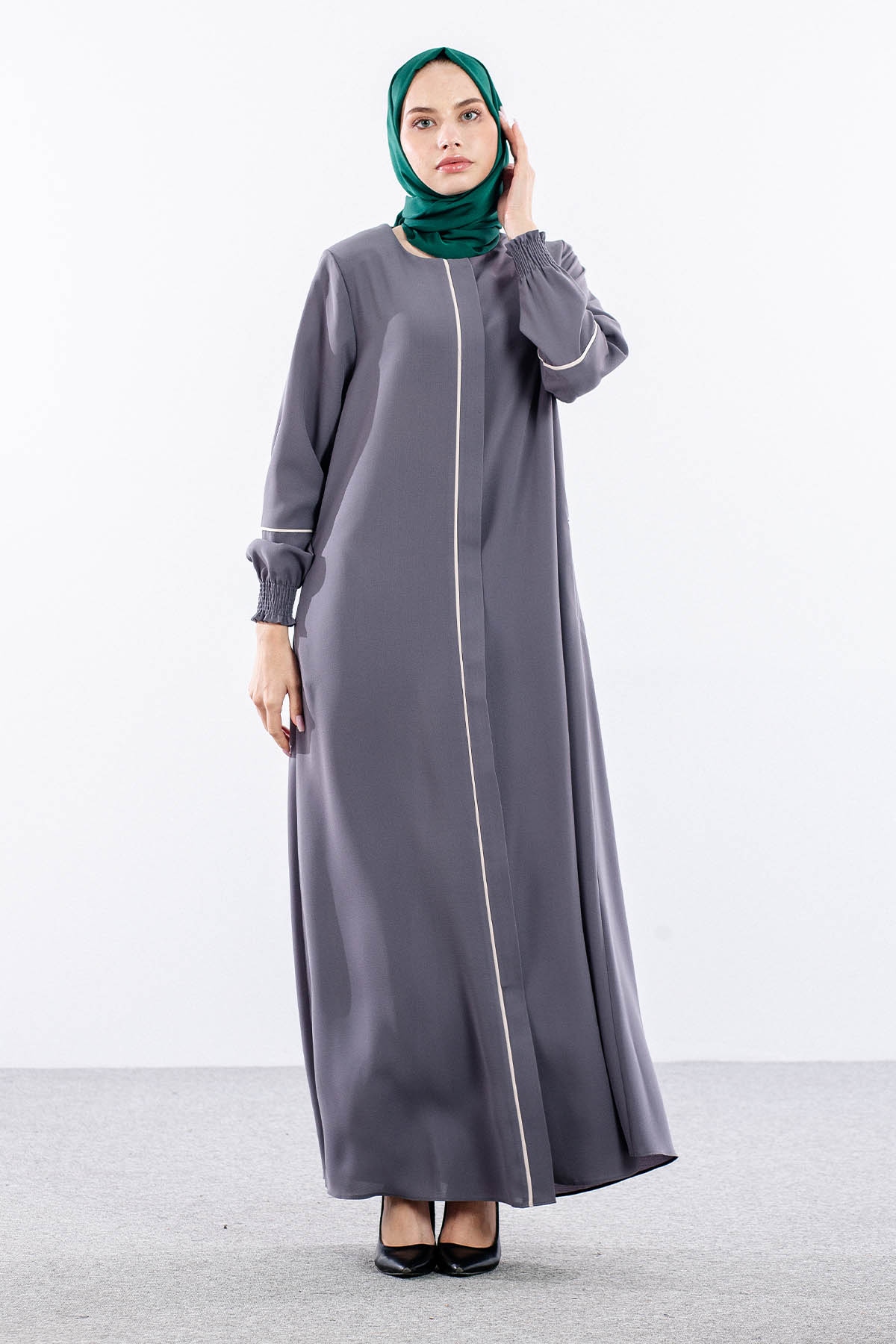 2268 Ferace 42-52 Biye Ve Kolucu Burumcuk - Gri - 2