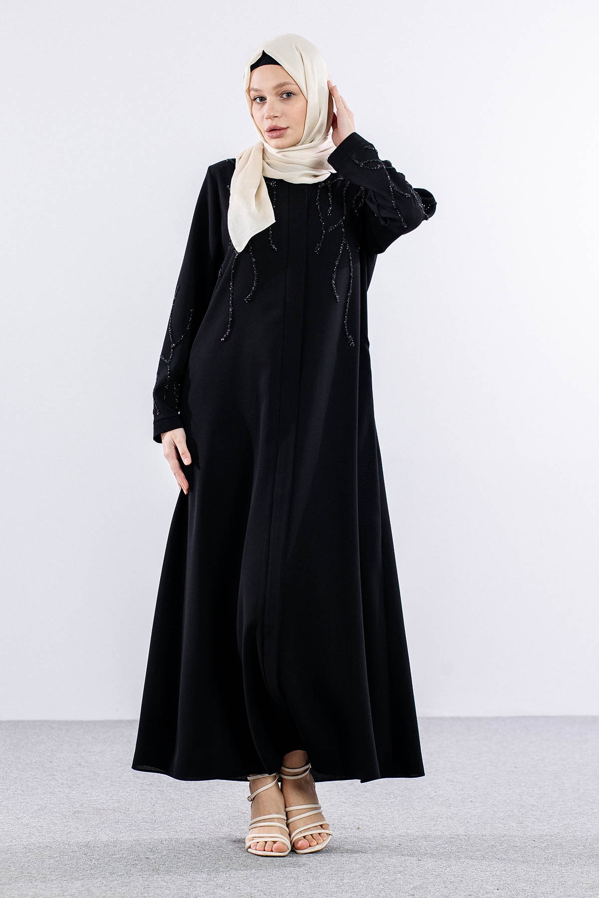 2273 şik Ferace 42-52 - Siyah - 1