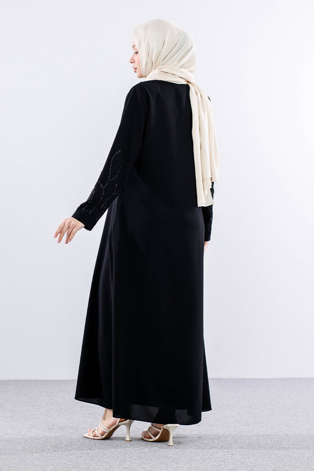 2273 şik Ferace 42-52 - Siyah - 5