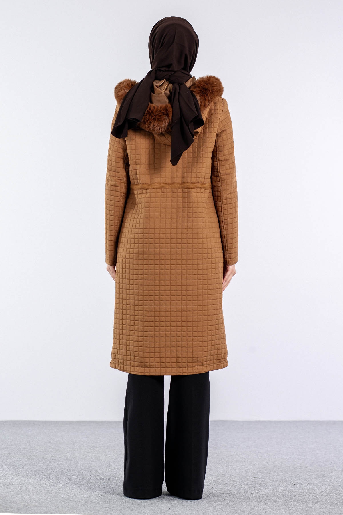 228 Kürklü Kapitone Kap 40-50 - Camel - 5