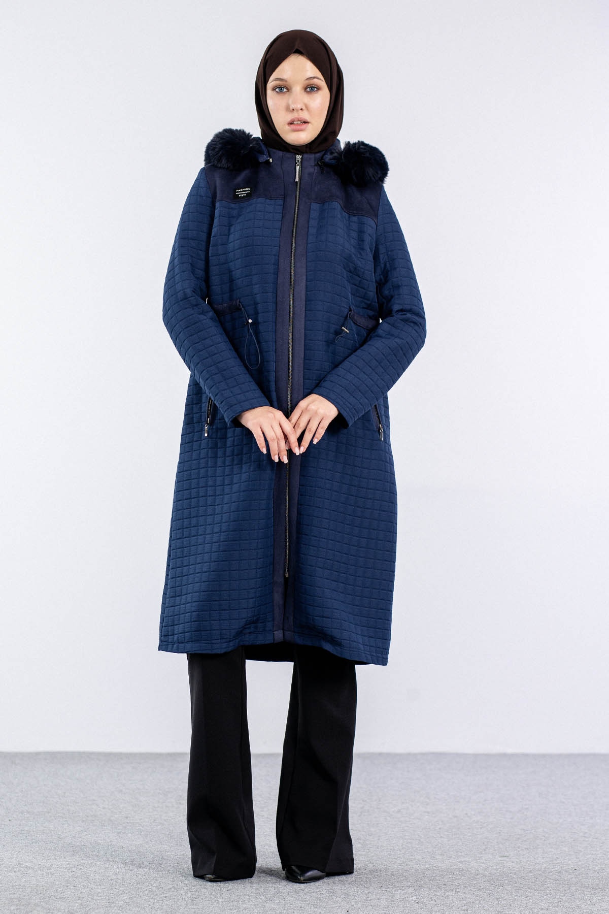 228 Kürklü Kapitone Kap 40-50 - Lacivert - 1