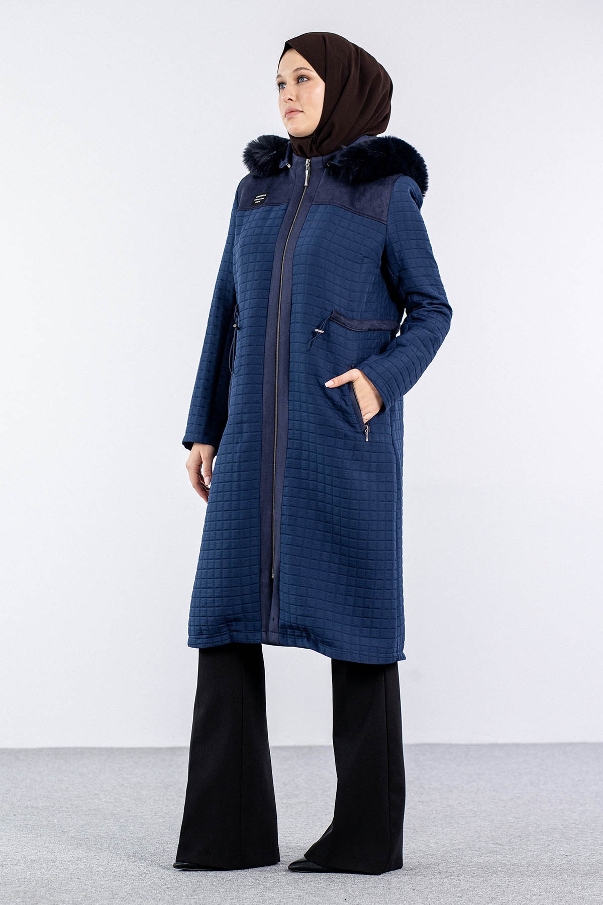 228 Kürklü Kapitone Kap 40-50 - Lacivert - 4