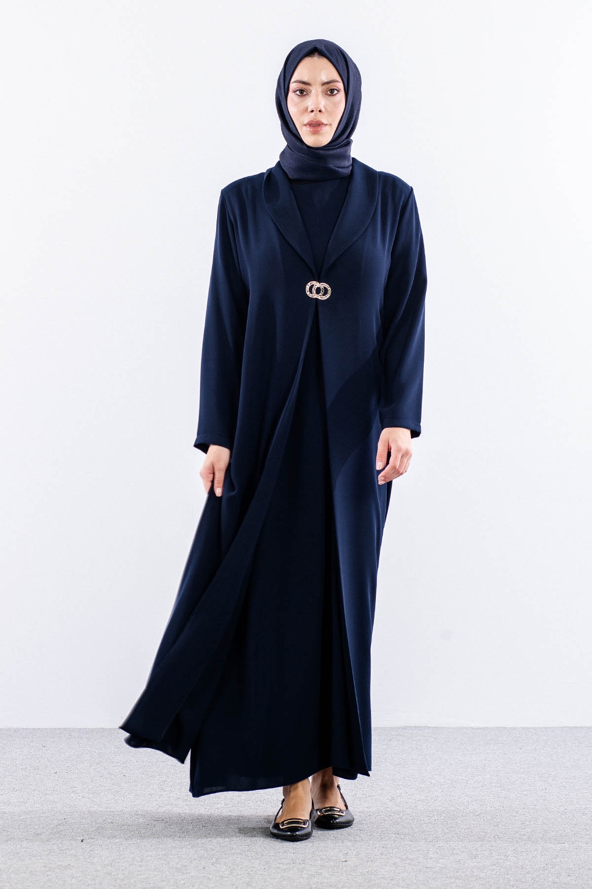 2282 2li Kaftan 42-52  Yaz şık - Lacivert - 1