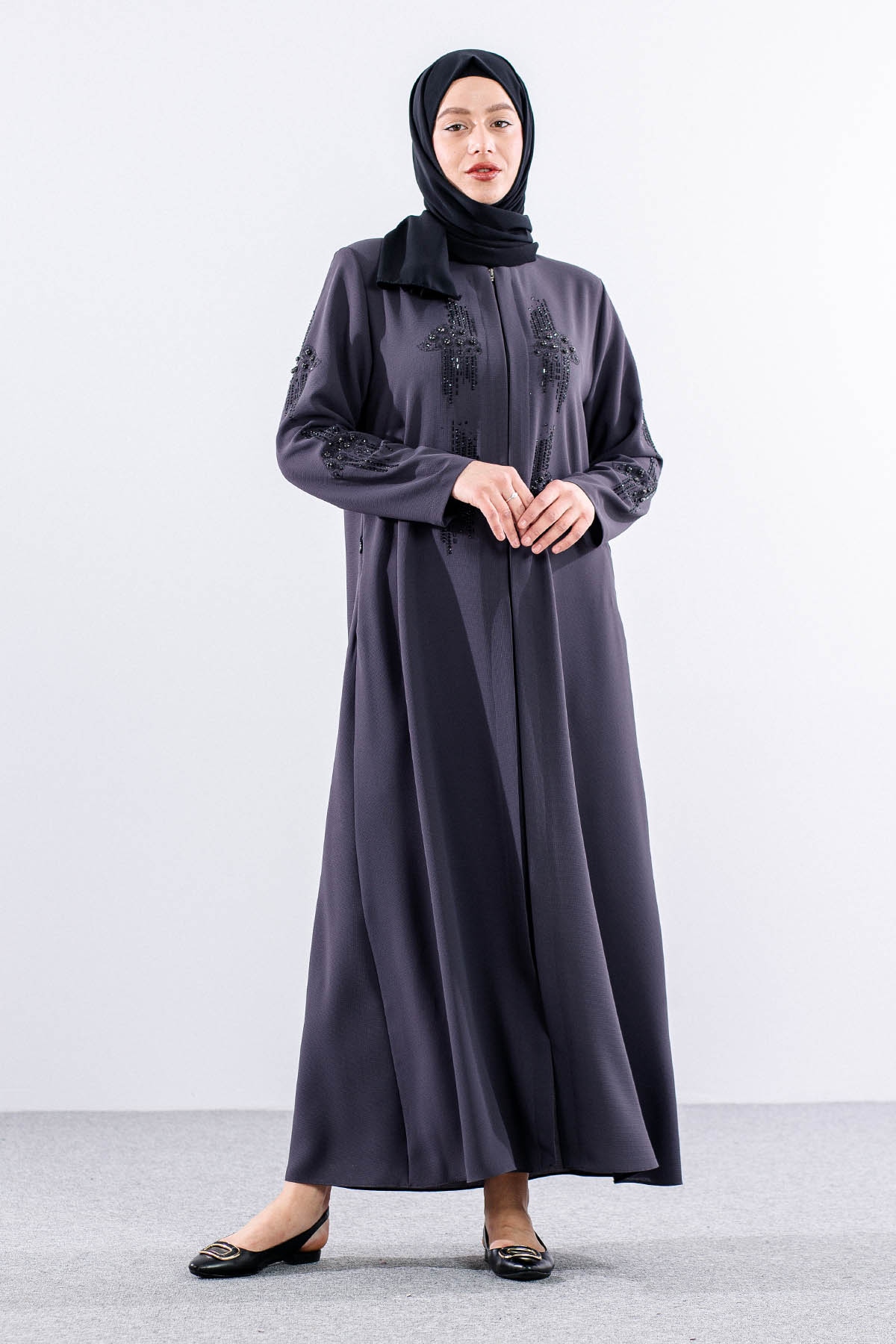 2287 şik Ferace 46-56 - K_gri - 1