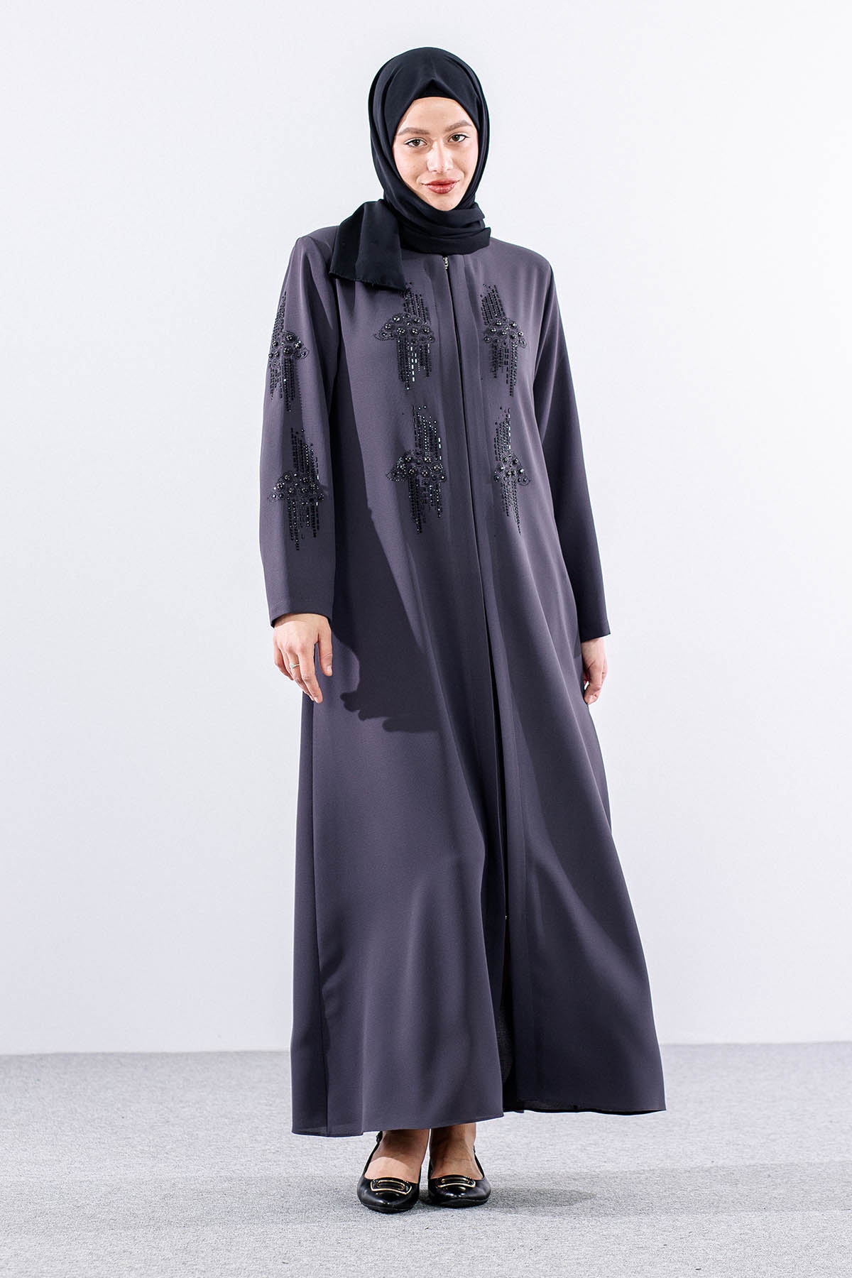 2287 şik Ferace 46-56 - K_gri - 2