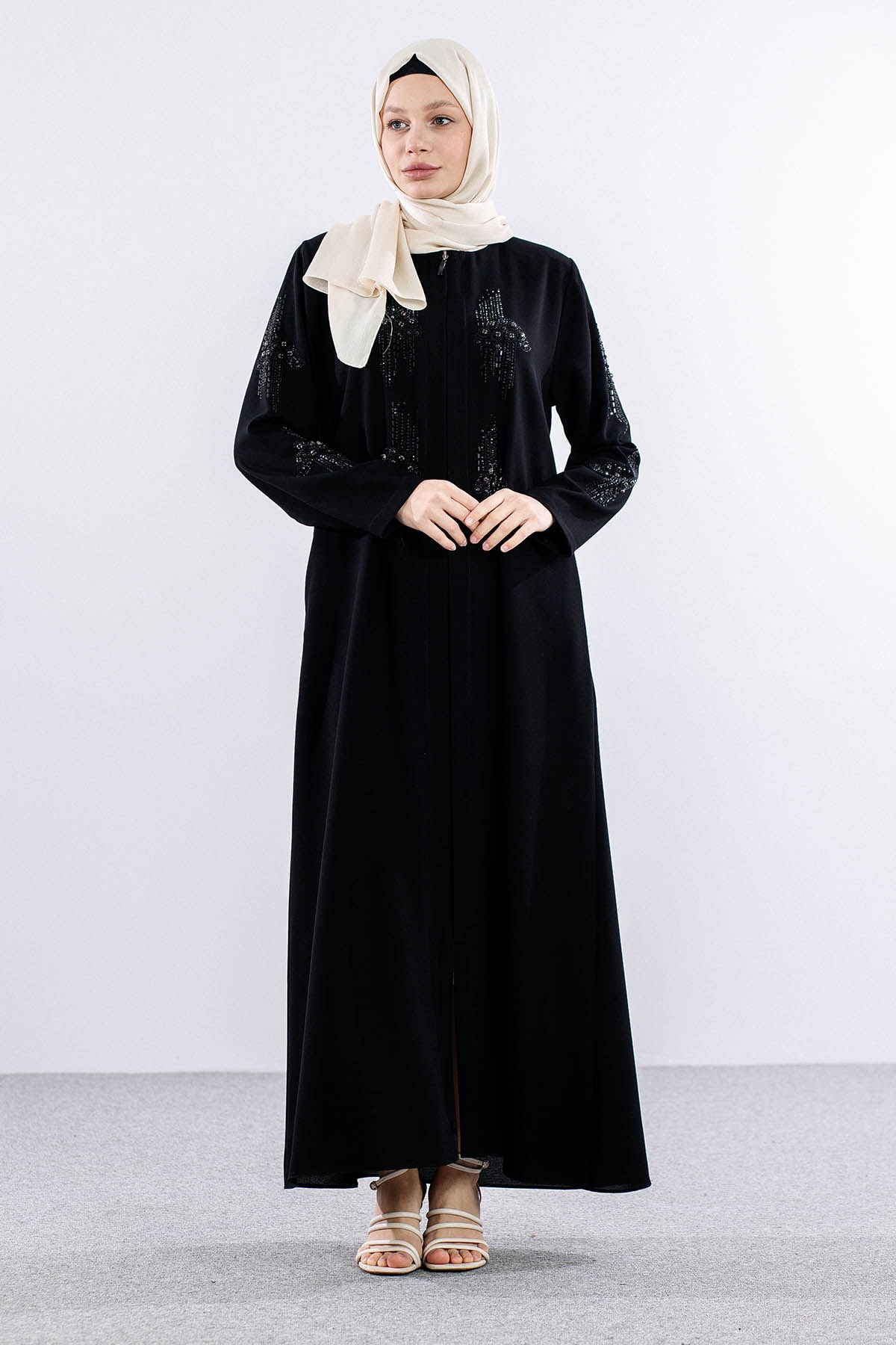 2287 şik Ferace 46-56 - Siyah - 1