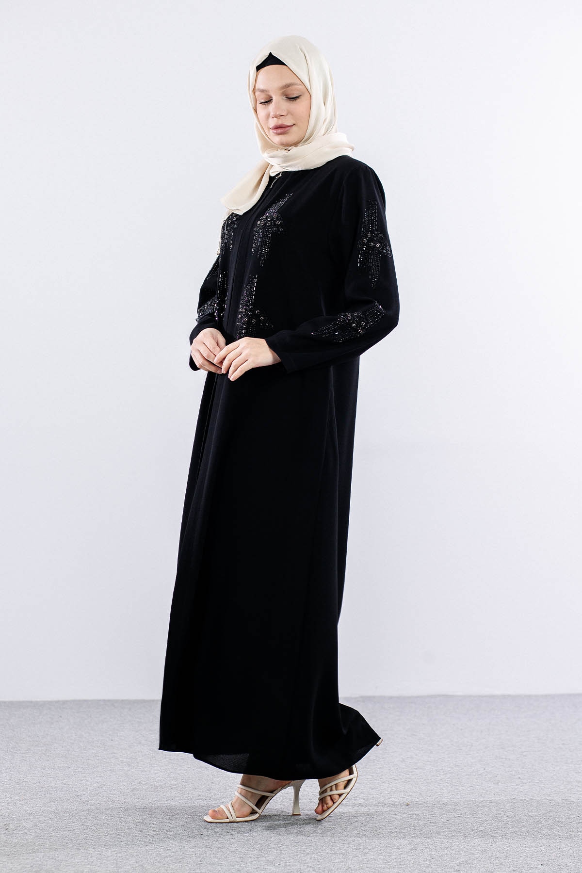 2287 şik Ferace 46-56 - Siyah - 3