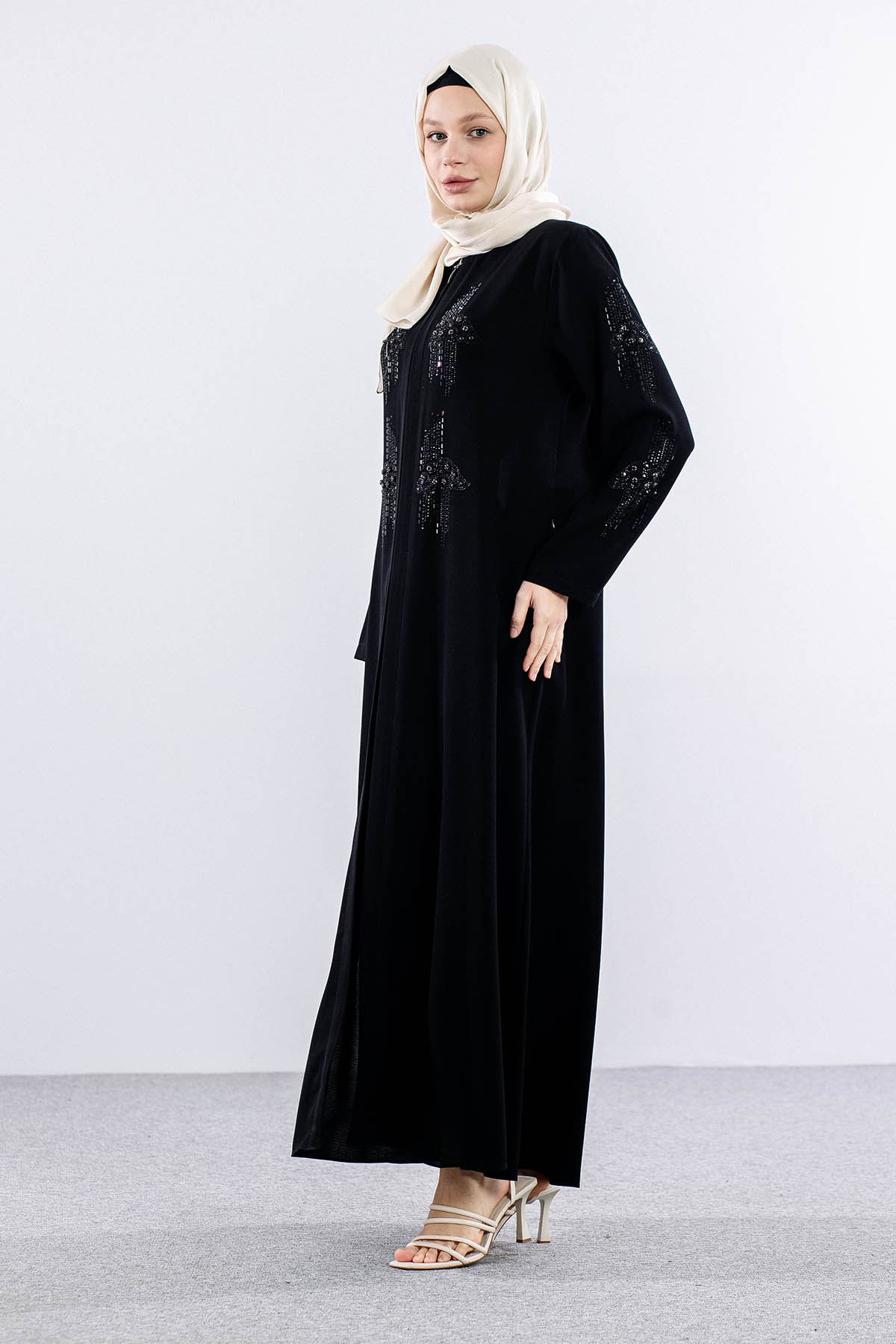 2287 şik Ferace 46-56 - Siyah - 4