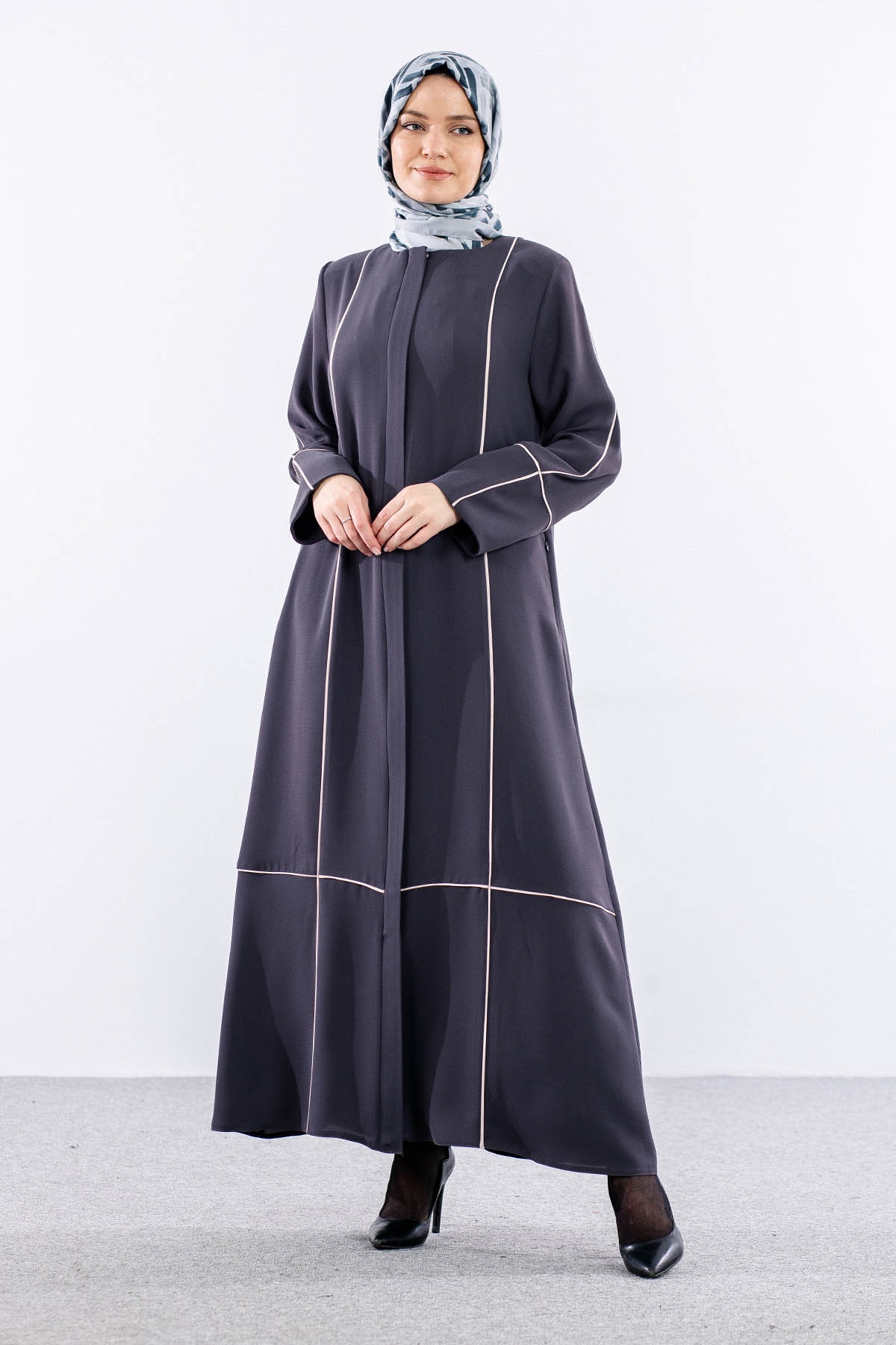 2297 Ferace 42-52 Biye Detay - Gri - 1