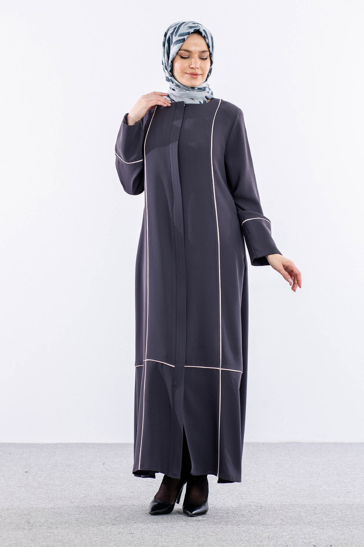 2297 Ferace 42-52 Biye Detay - Gri - 2