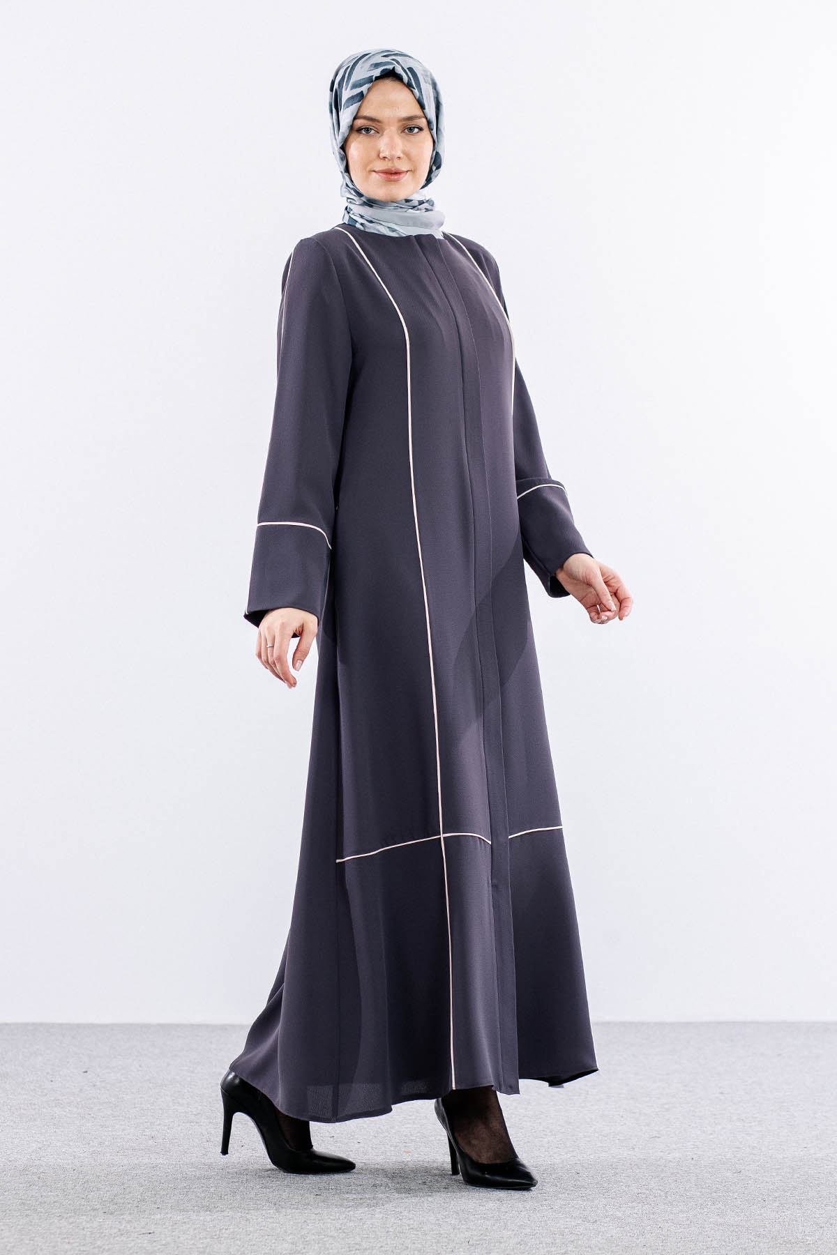 2297 Ferace 42-52 Biye Detay - Gri - 3