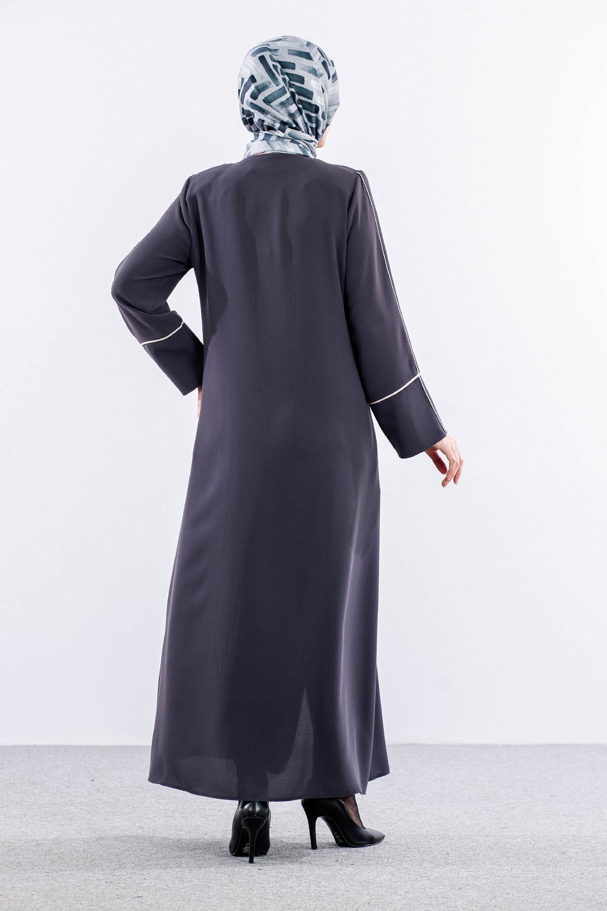 2297 Ferace 42-52 Biye Detay - Gri - 4