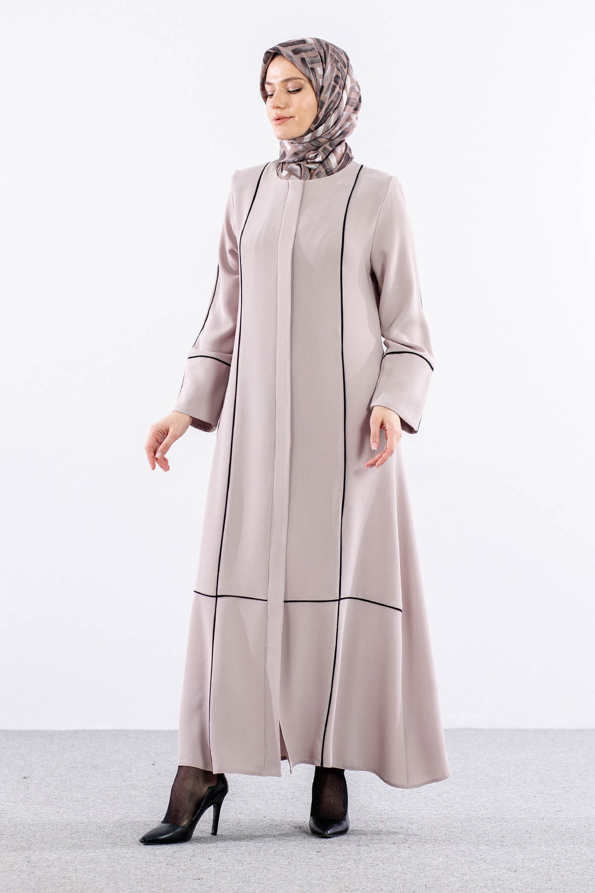 2297 Ferace 42-52 Biye Detay - Krem - 1