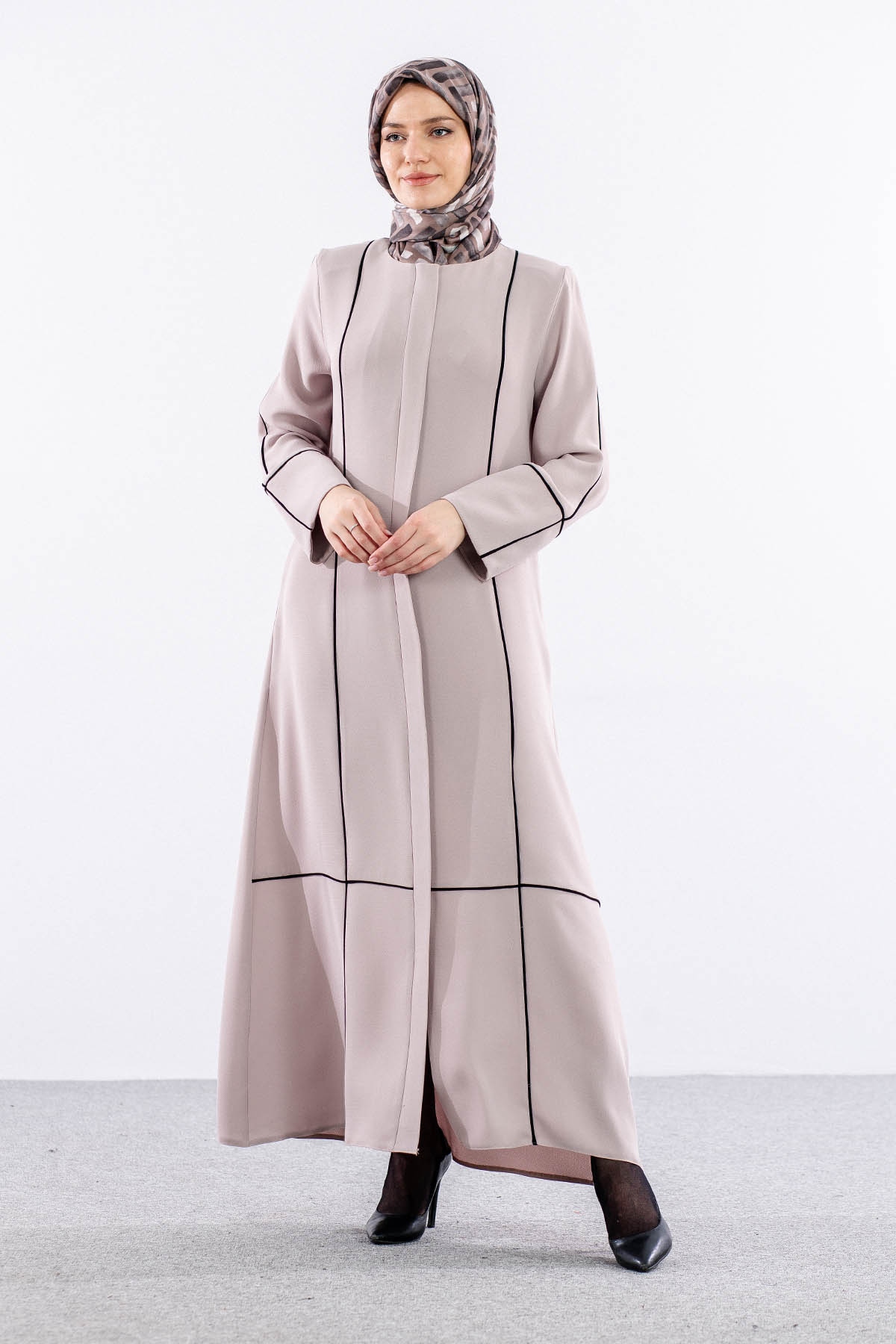 2297 Ferace 42-52 Biye Detay - Krem - 3