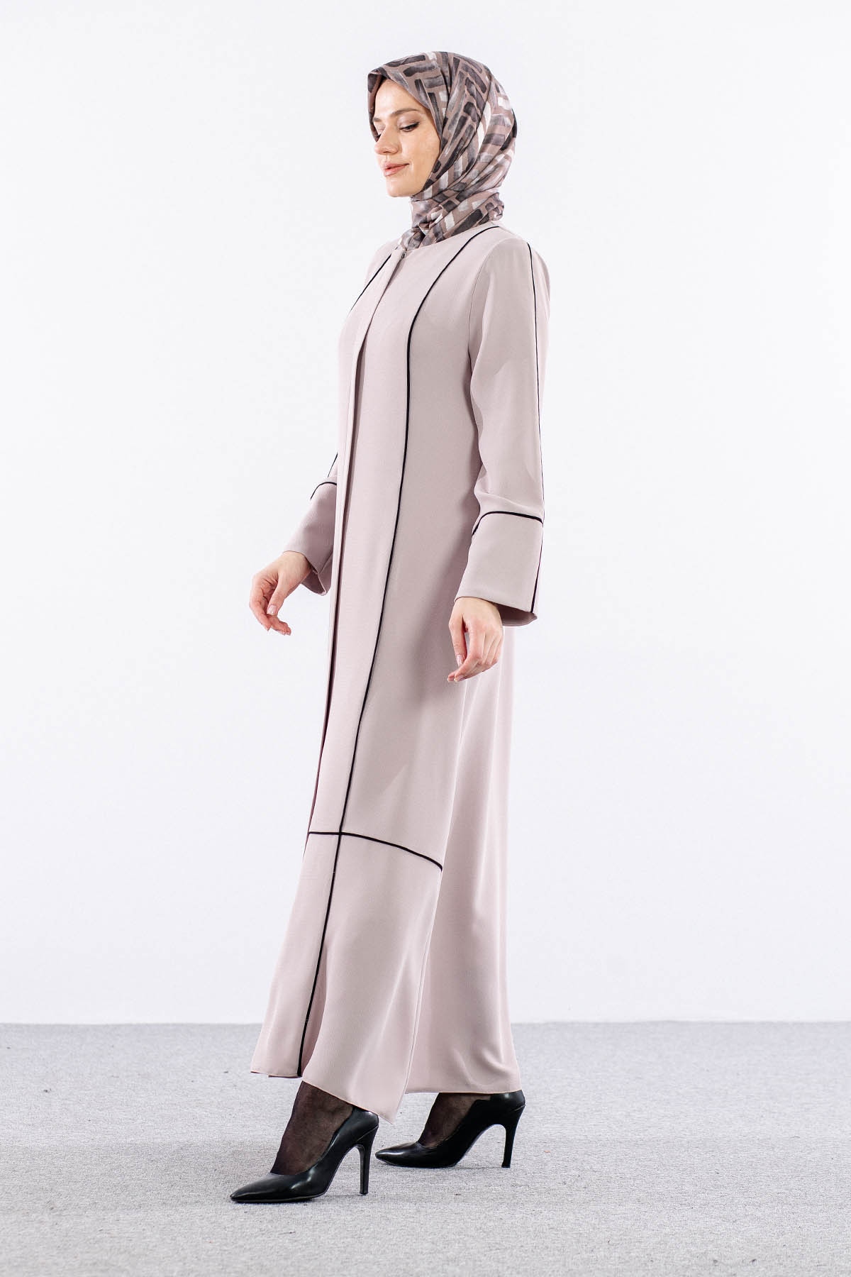 2297 Ferace 42-52 Biye Detay - Krem - 4