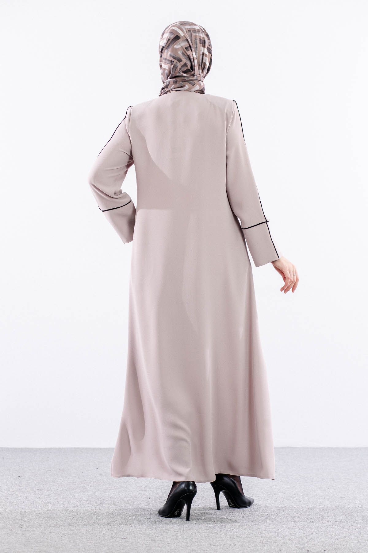 2297 Ferace 42-52 Biye Detay - Krem - 5