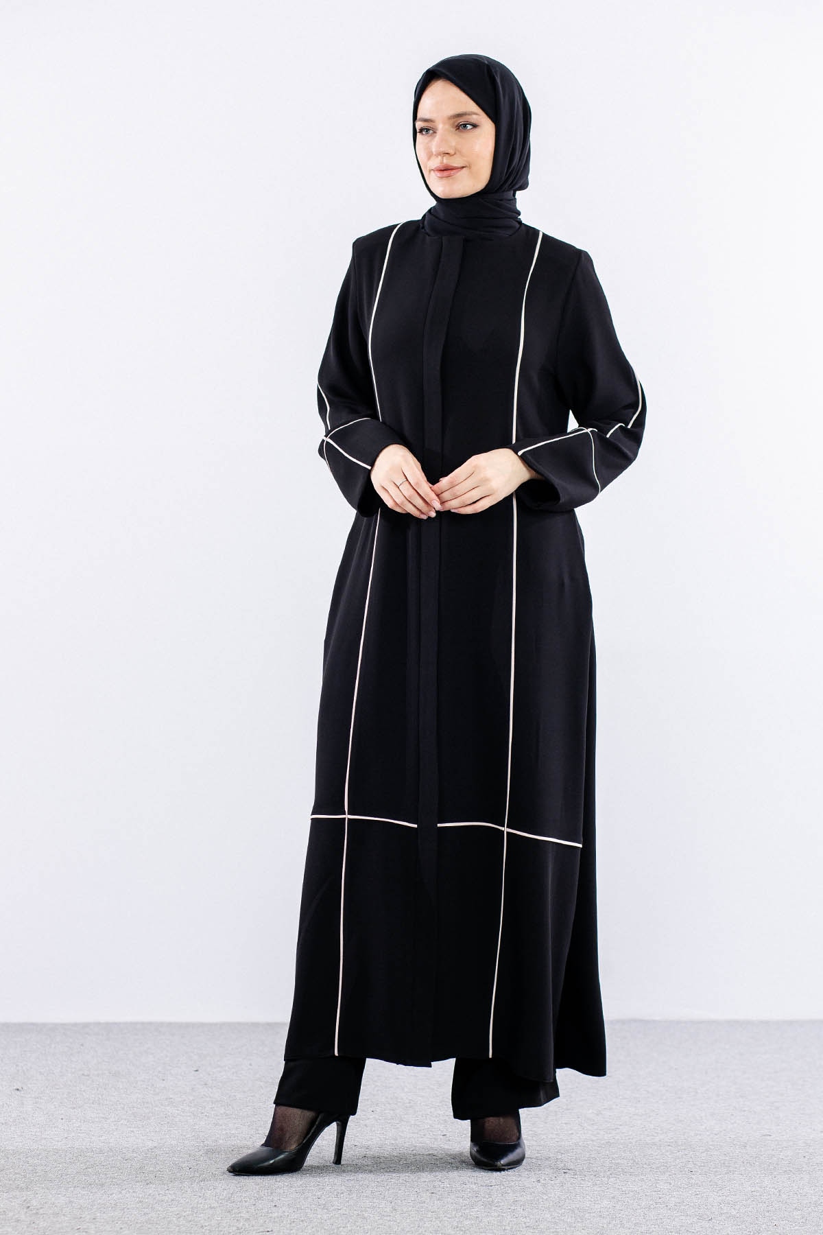 2297 Ferace 42-52 Biye Detay - Siyah_bej - 1