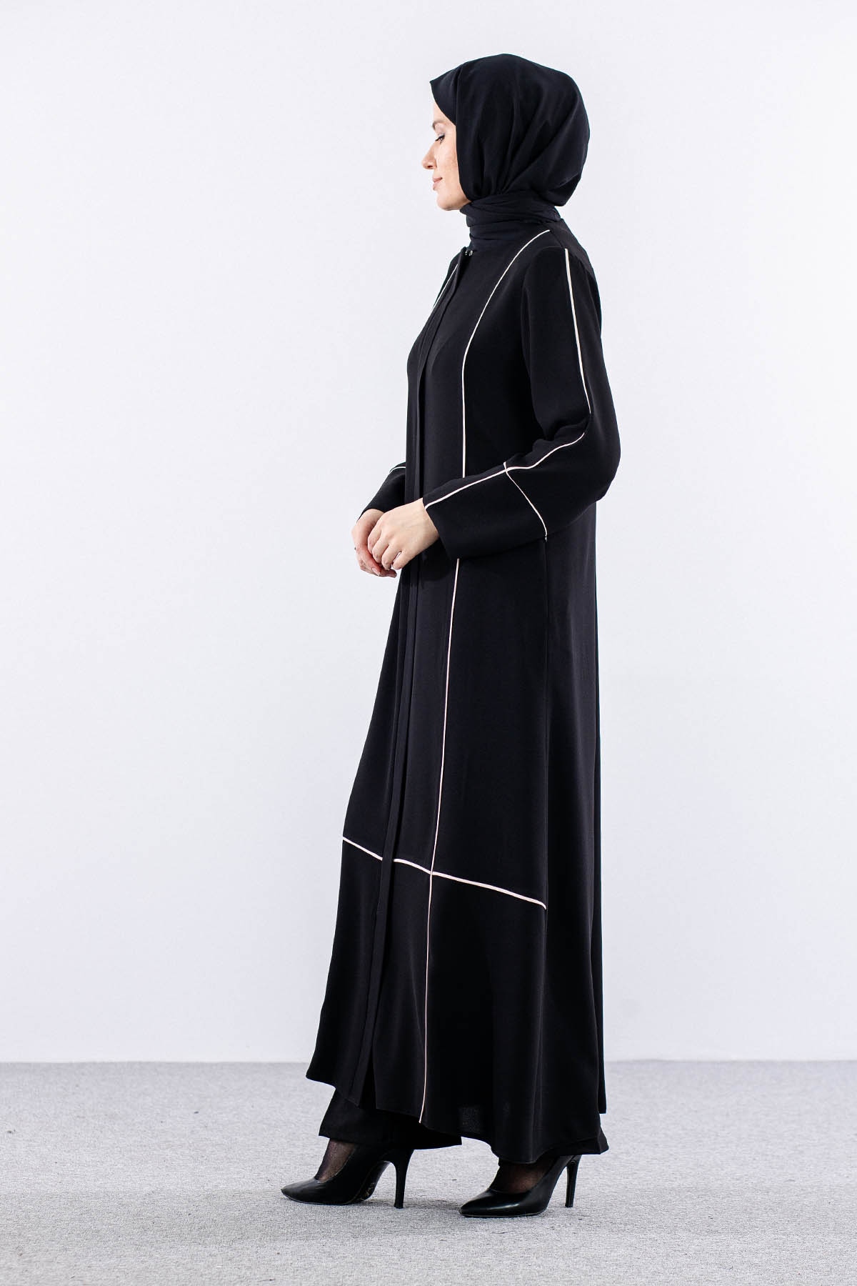 2297 Ferace 42-52 Biye Detay - Siyah_bej - 3