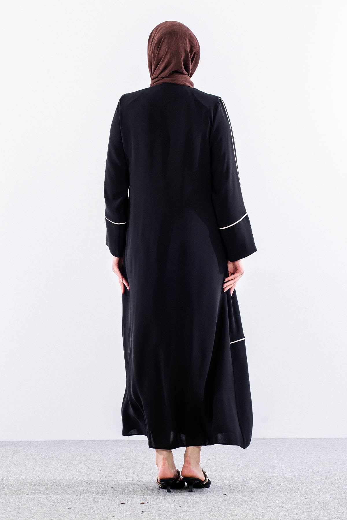 2297 Ferace 42-52 Biye Detay Suzanna Kumas - Siyah - 4