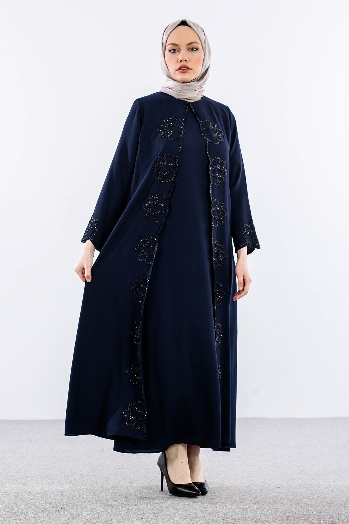 2298 2li̇ Kaftan 42-52 - Lacivert - 1
