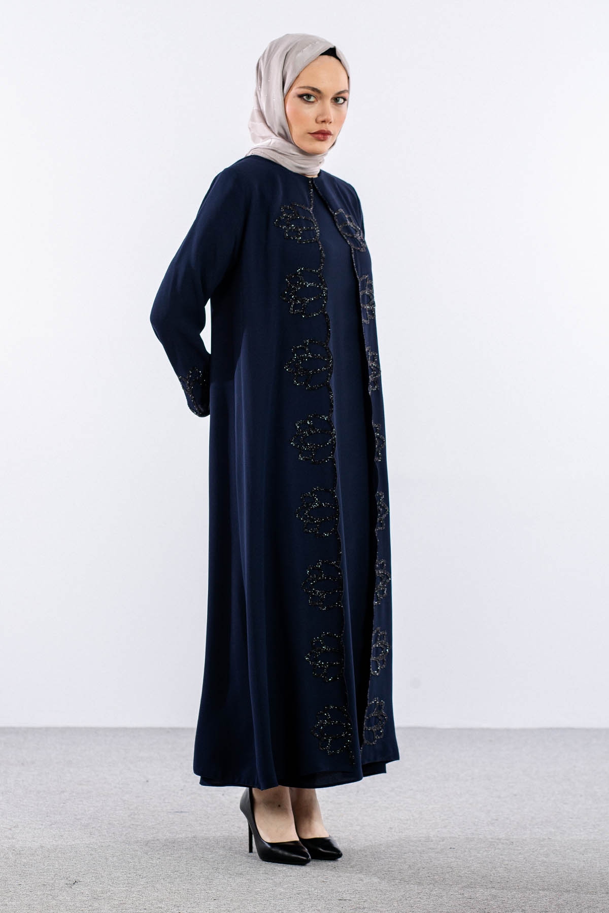 2298 2li̇ Kaftan 42-52 - Lacivert - 2