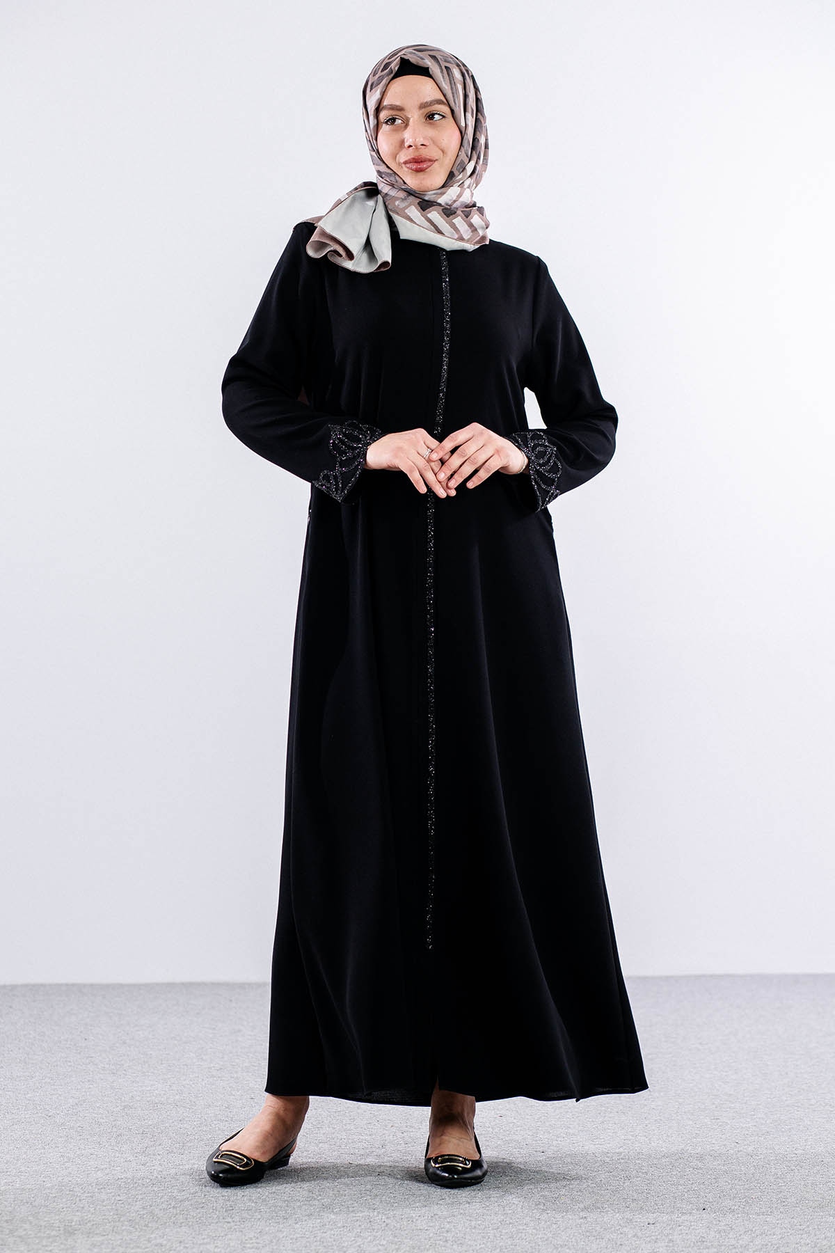 2300 Ferace 44-54 şik - Siyah - 1