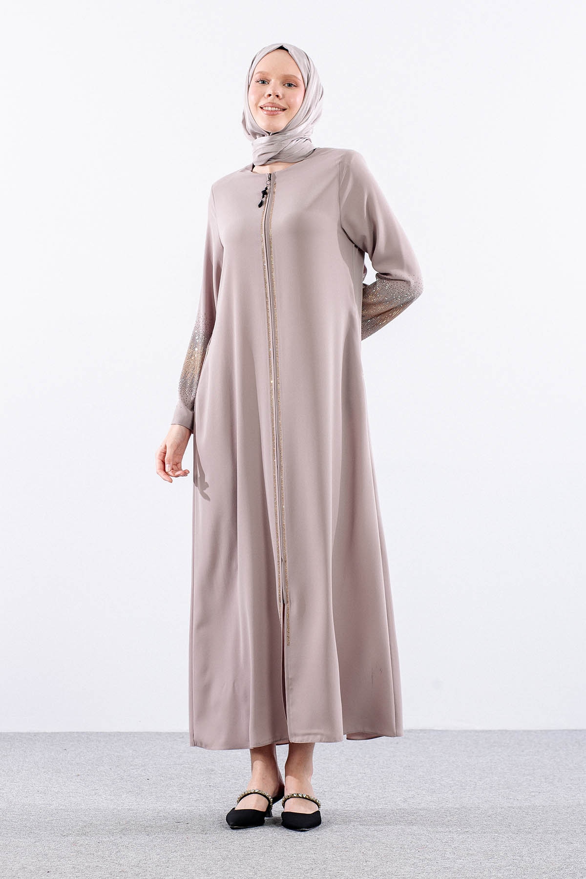 2301 şik Ferace 42-52 - Bej - 3