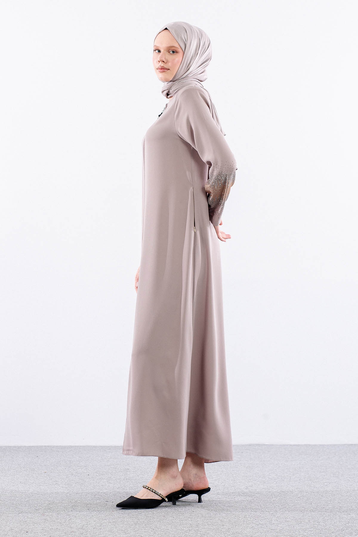 2301 şik Ferace 42-52 - Bej - 4