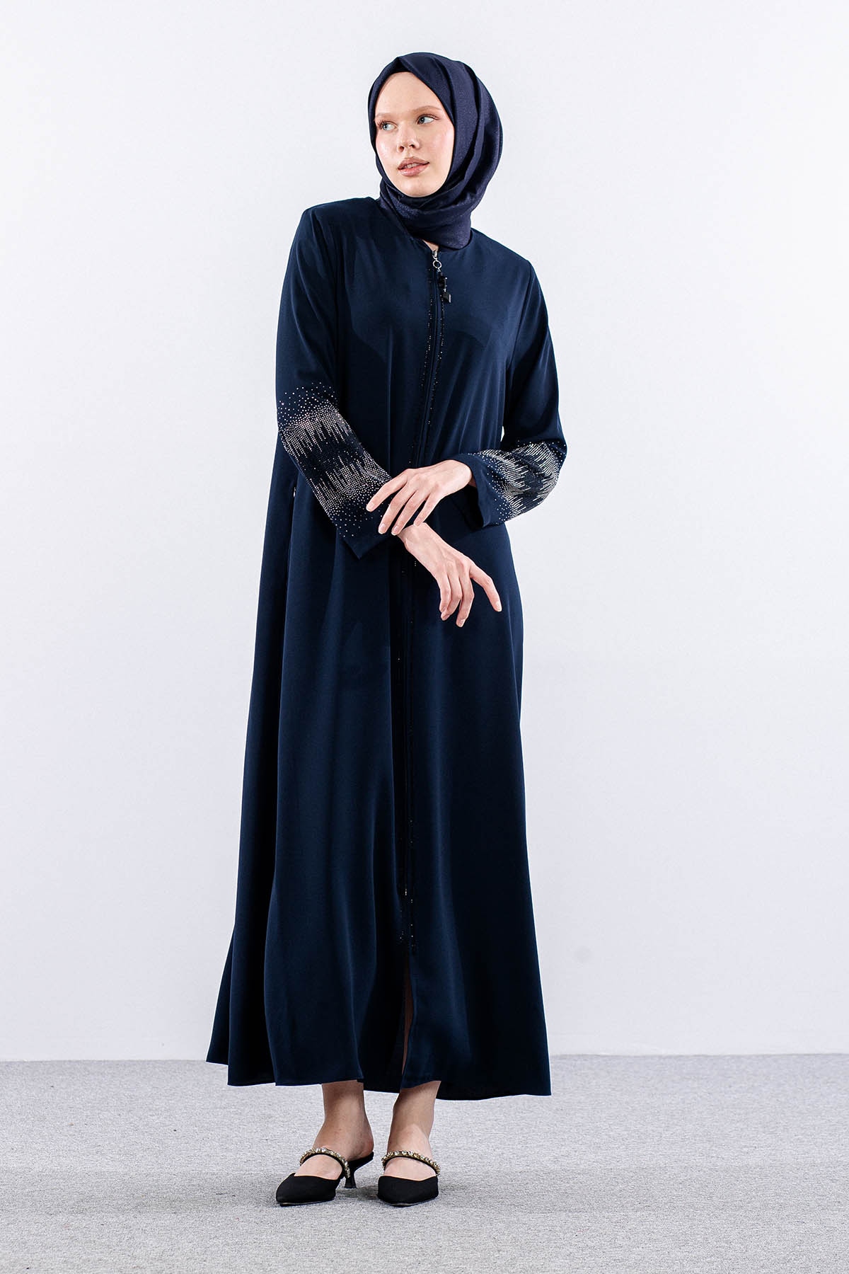 2301 şik Ferace 42-52 - Lacivert - 1