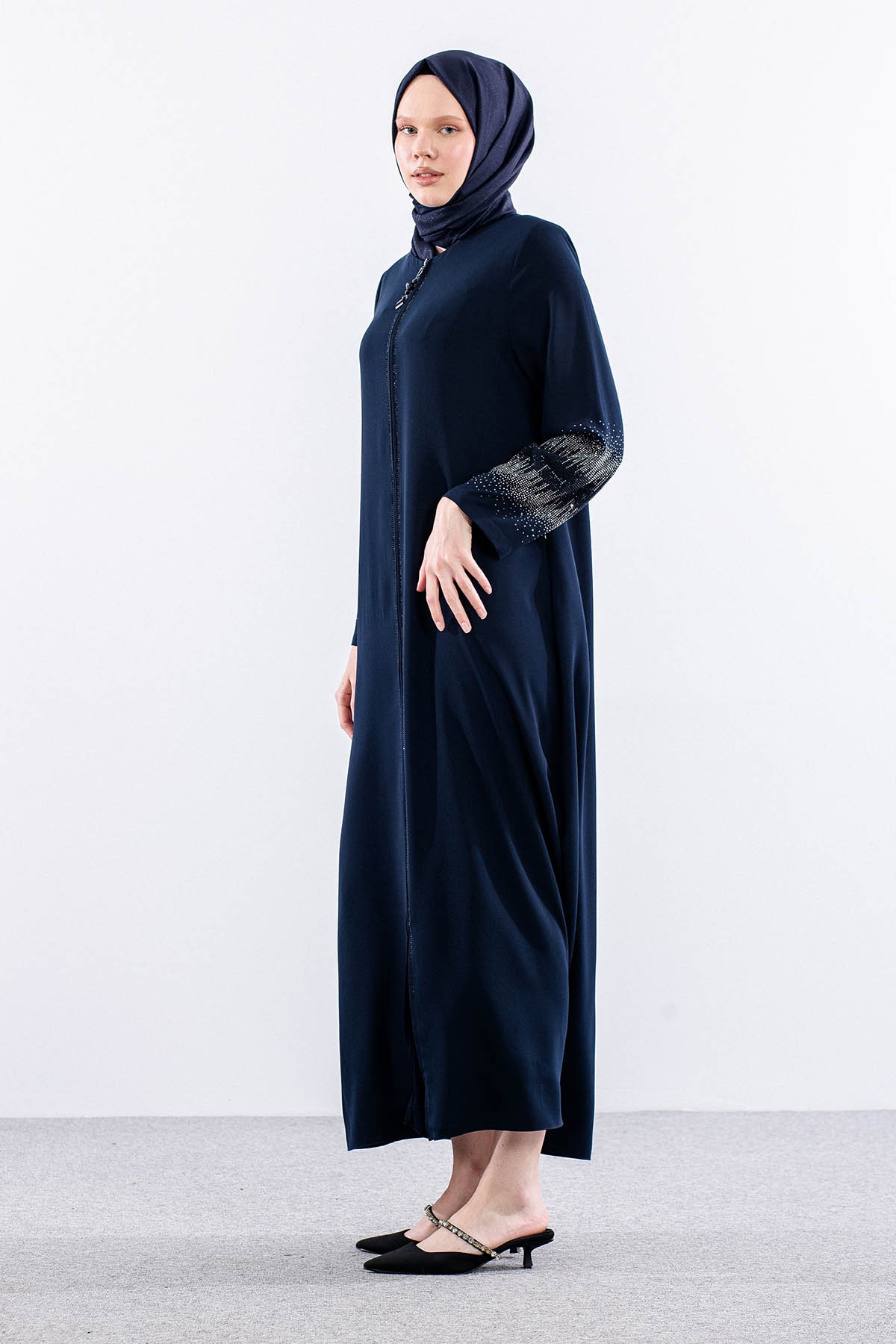 2301 şik Ferace 42-52 - Lacivert - 3