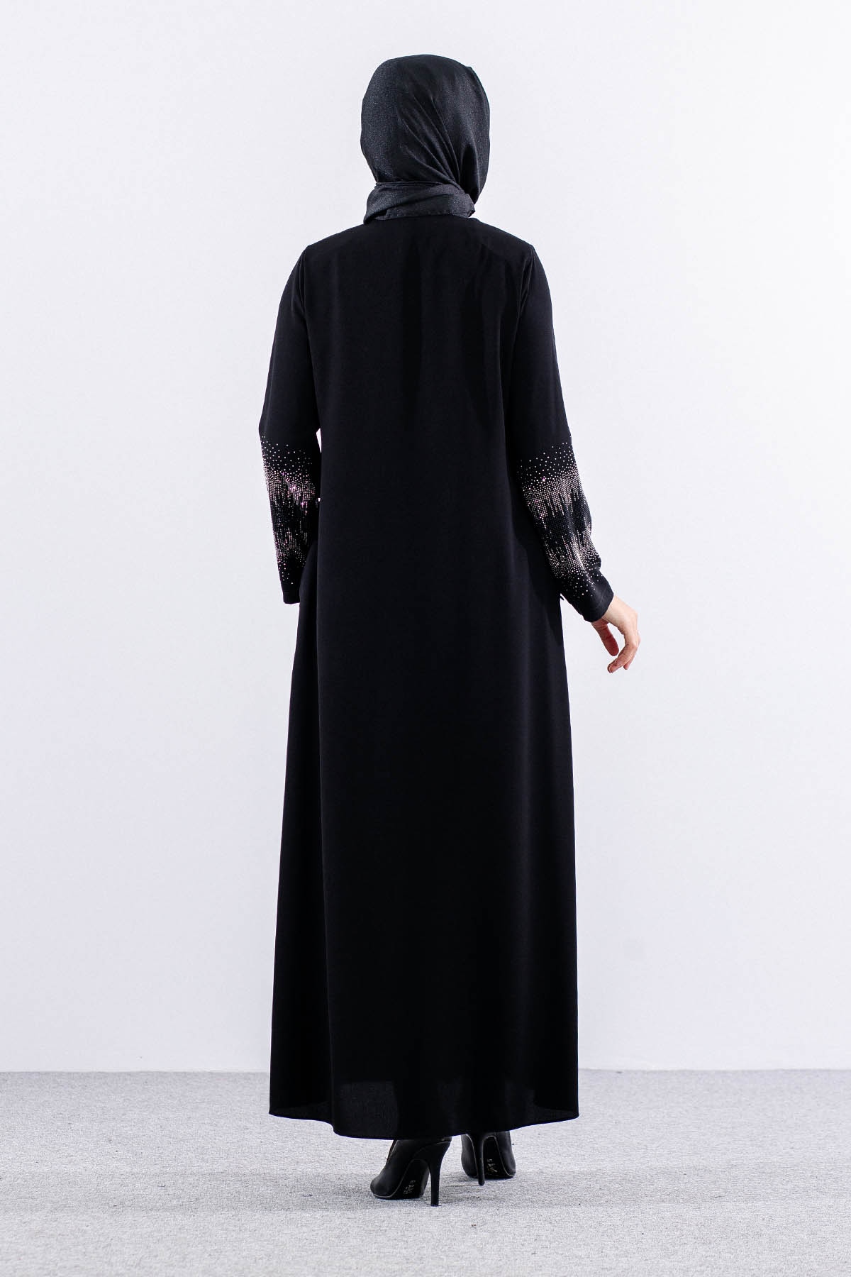 2301 şik Ferace 42-52 - Siyah - 4