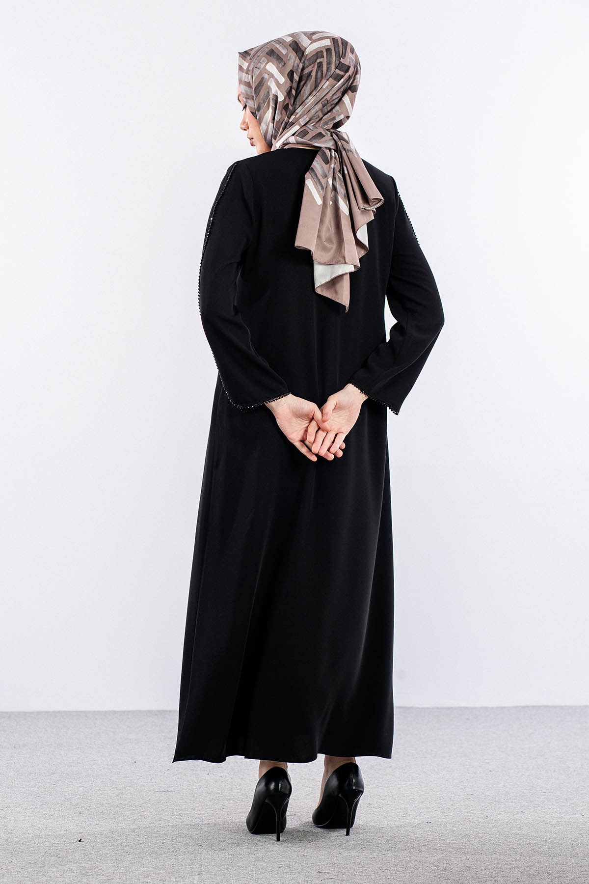 2302 Ferace 42-52 Boncuk Isli - Siyah - 5