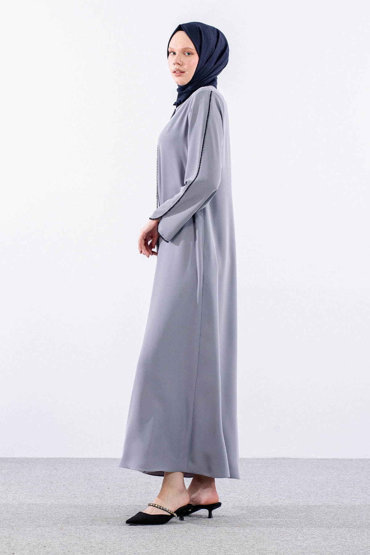 2302 şik Ferace 42-52 Boncuk Biye Detay - A_gri - 4