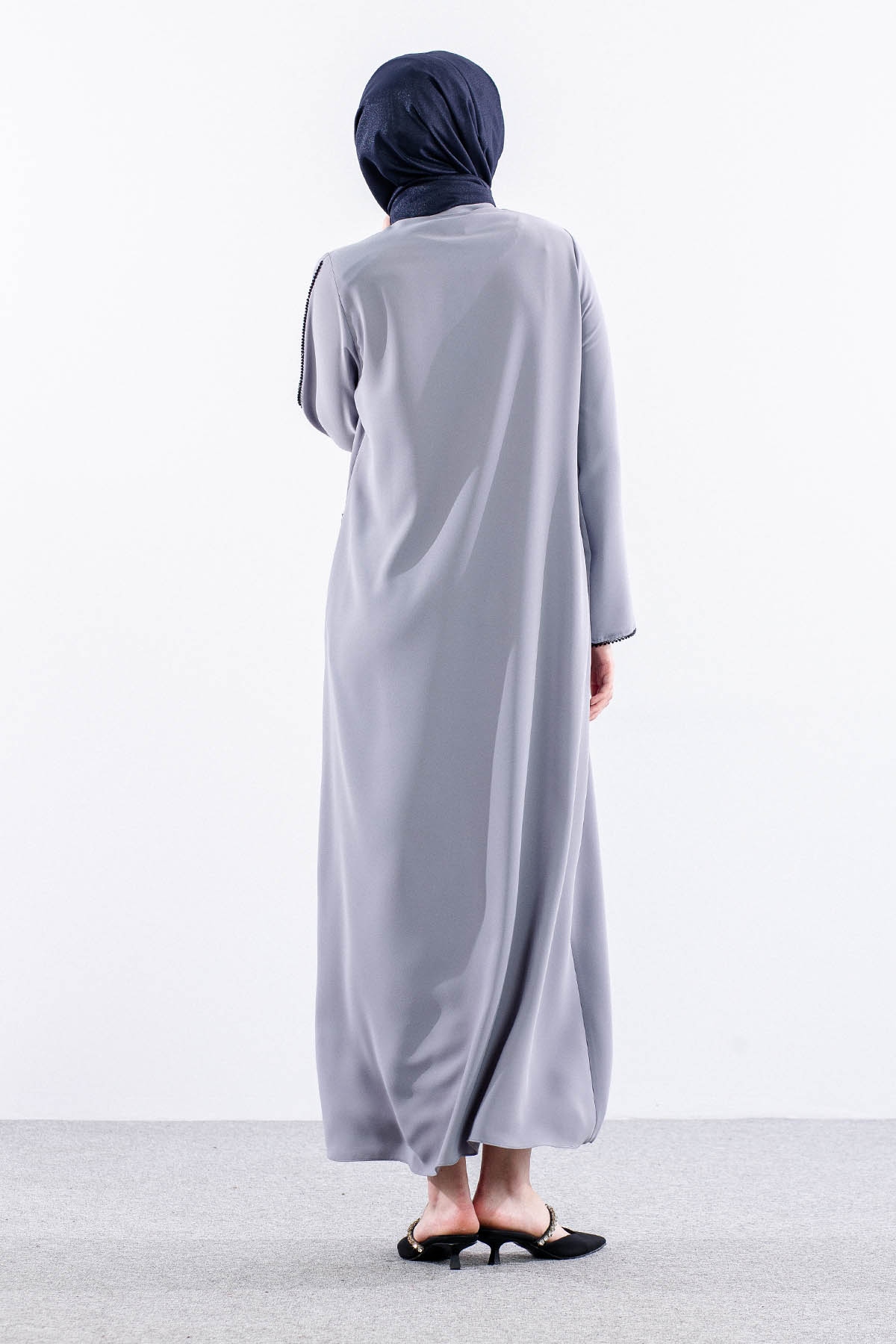 2302 şik Ferace 42-52 Boncuk Biye Detay - A_gri - 5