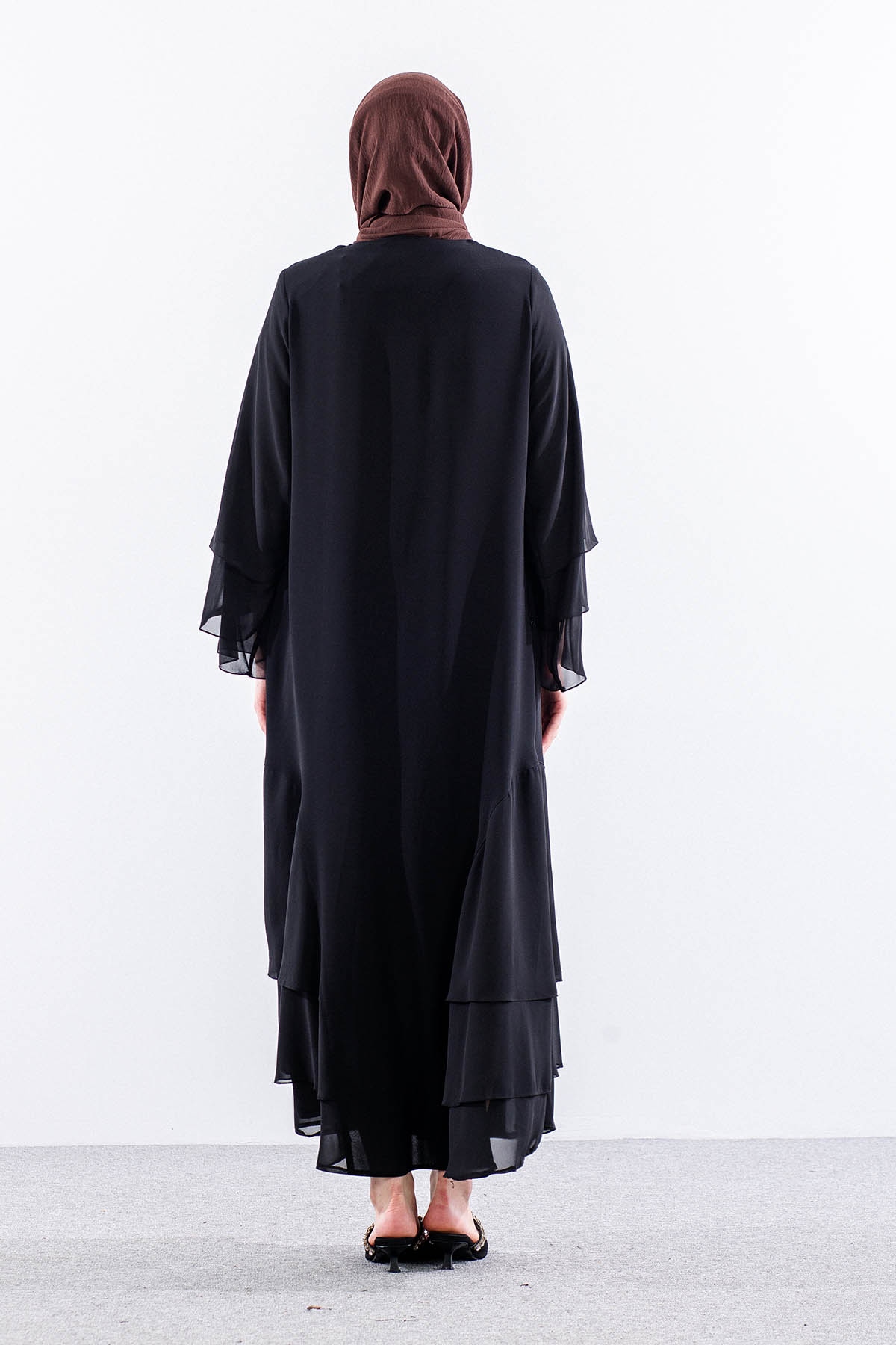 2304 Ferace 42-52 Sıfon Detay Katlı Yaz - Siyah - 6