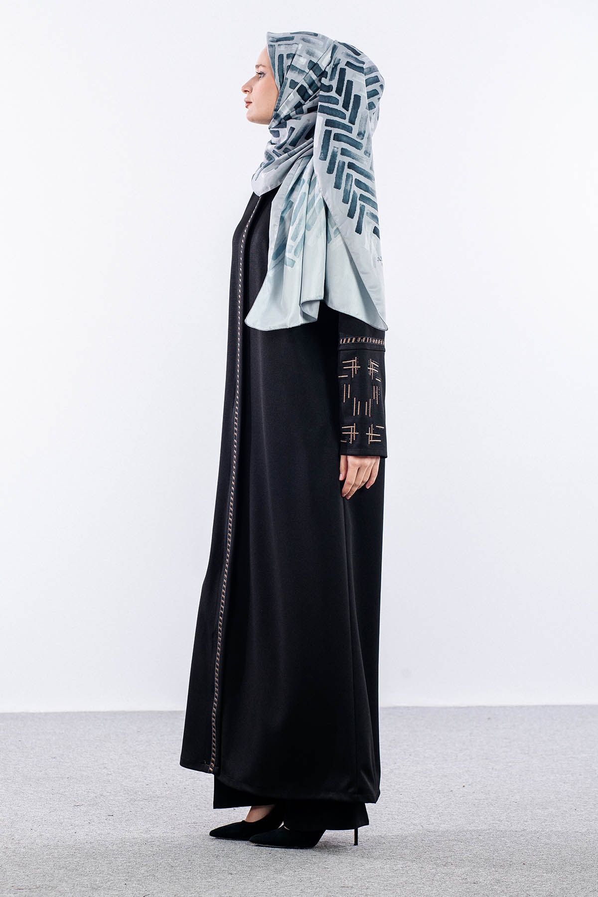 2321 Ferace 46-56 Atlas Kumas - Siyah - 3