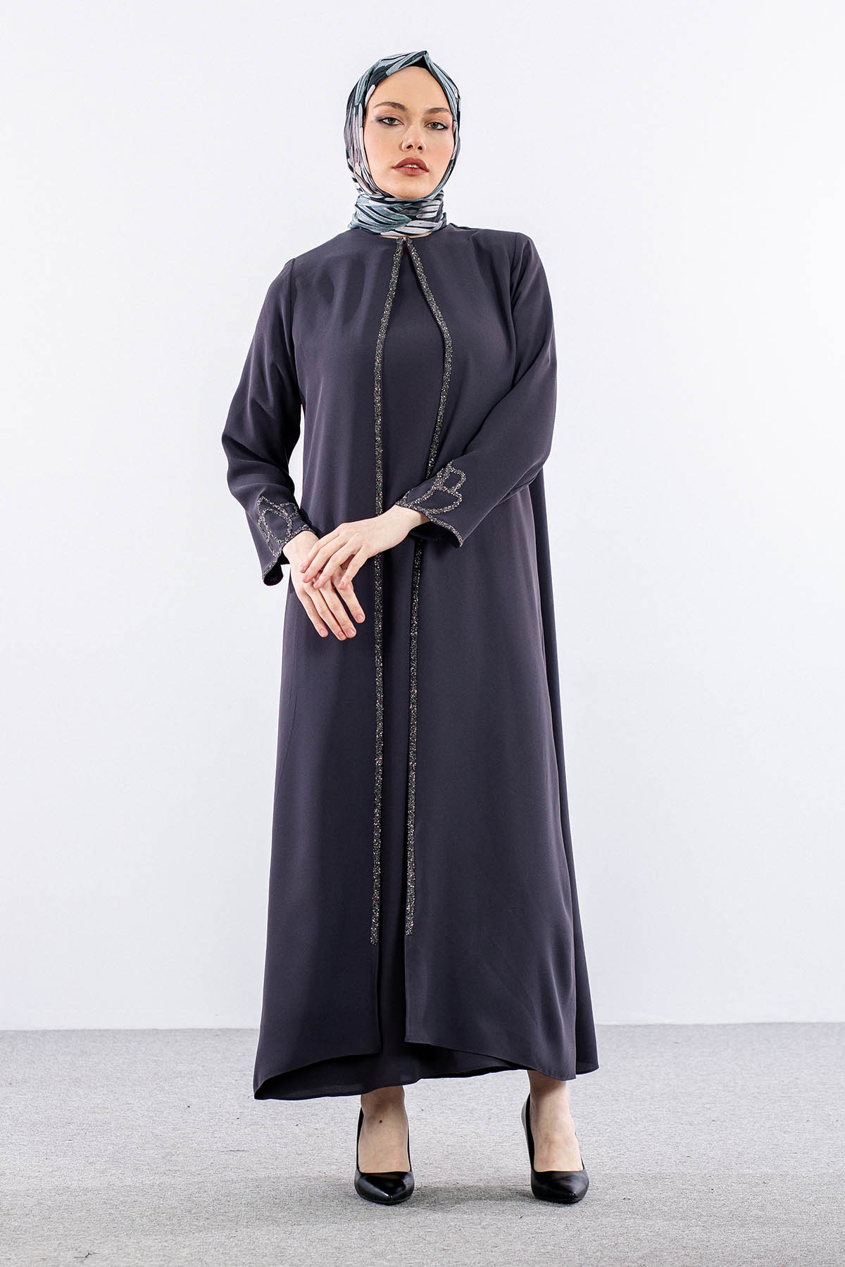 2326 2li̇ Kaftan 42-52 - Gri - 2