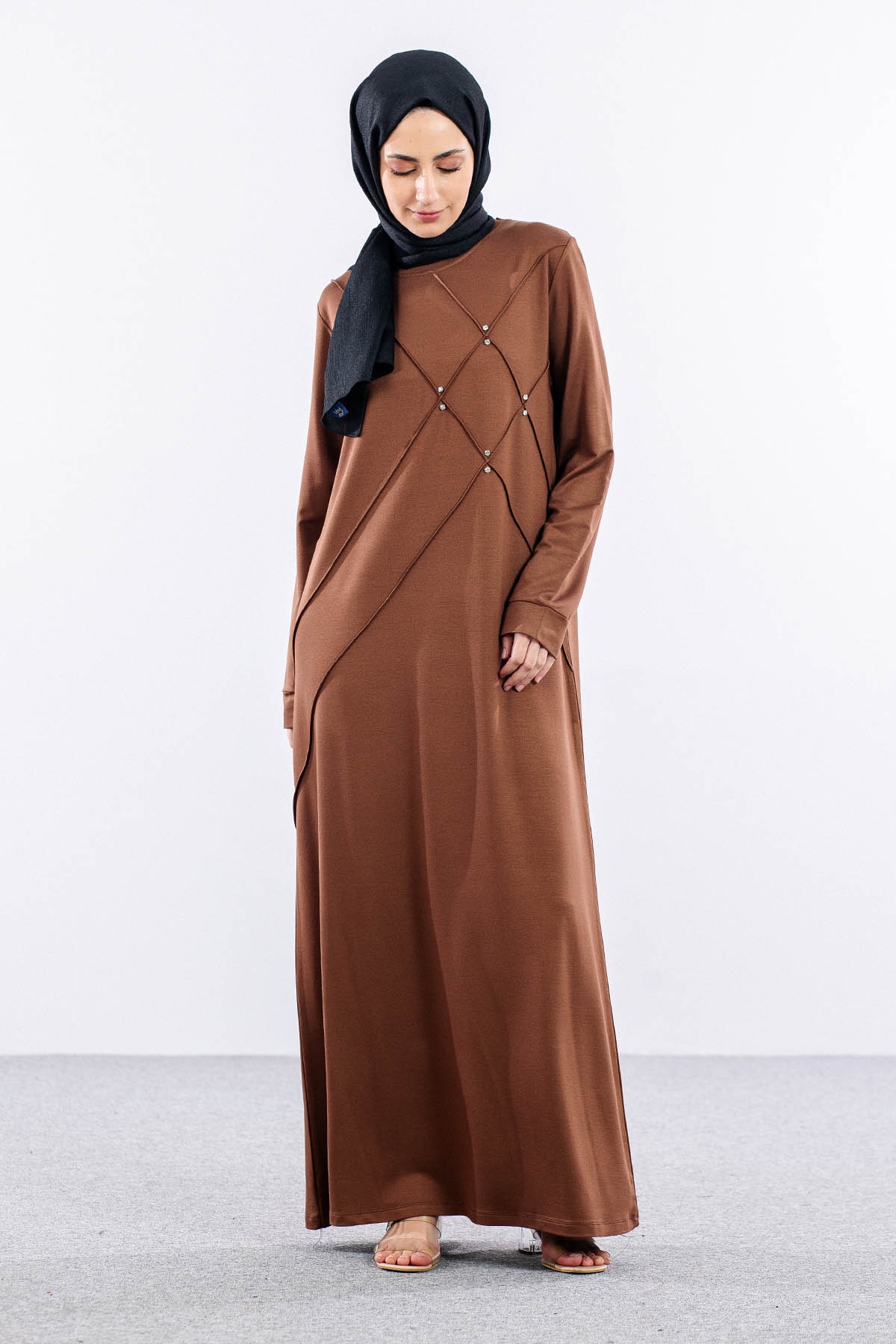 23265 Elbise 44-46-48 - Kahve - 2