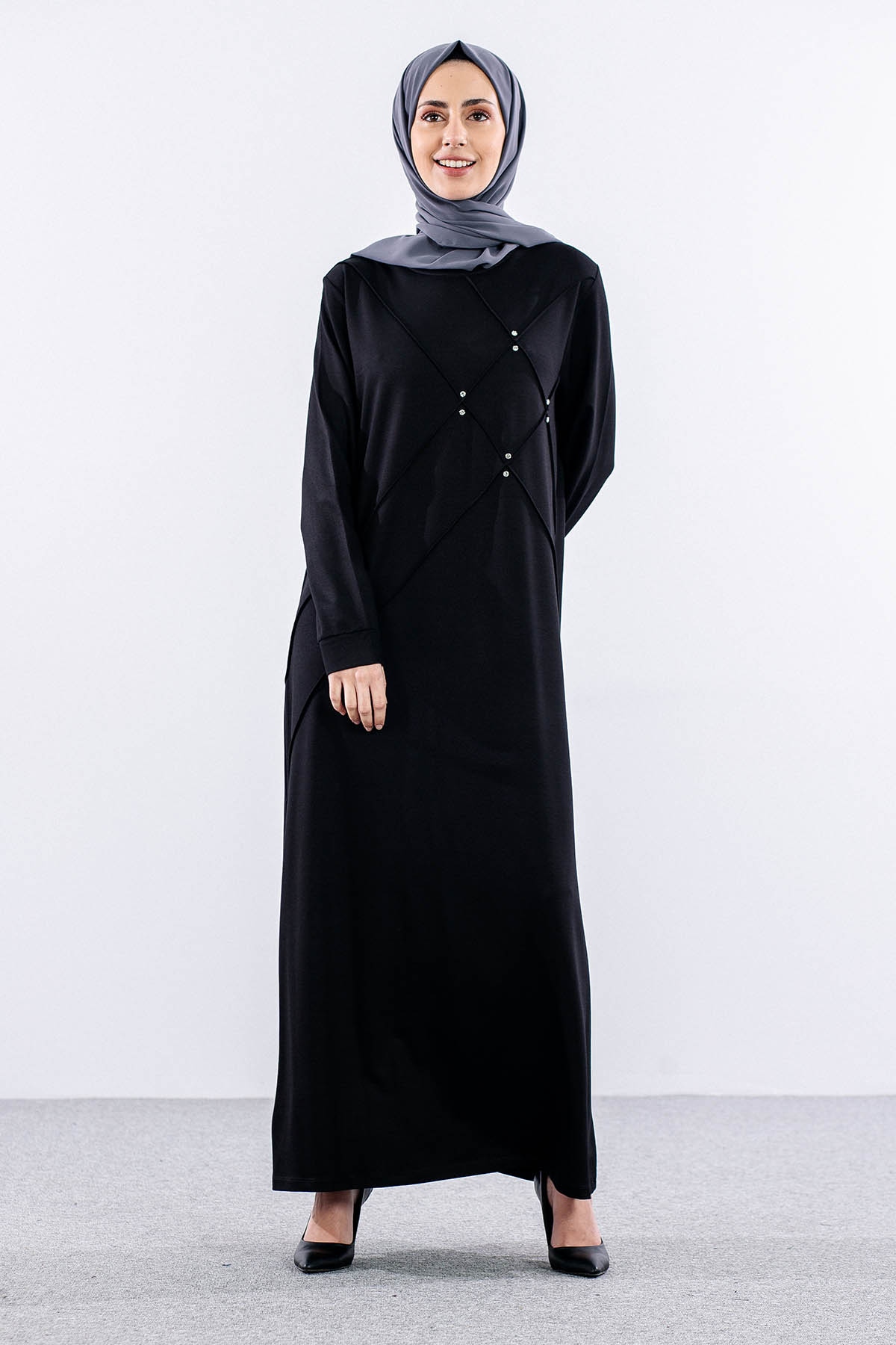 23265 Elbise 44-46-48 - Siyah  - - 2