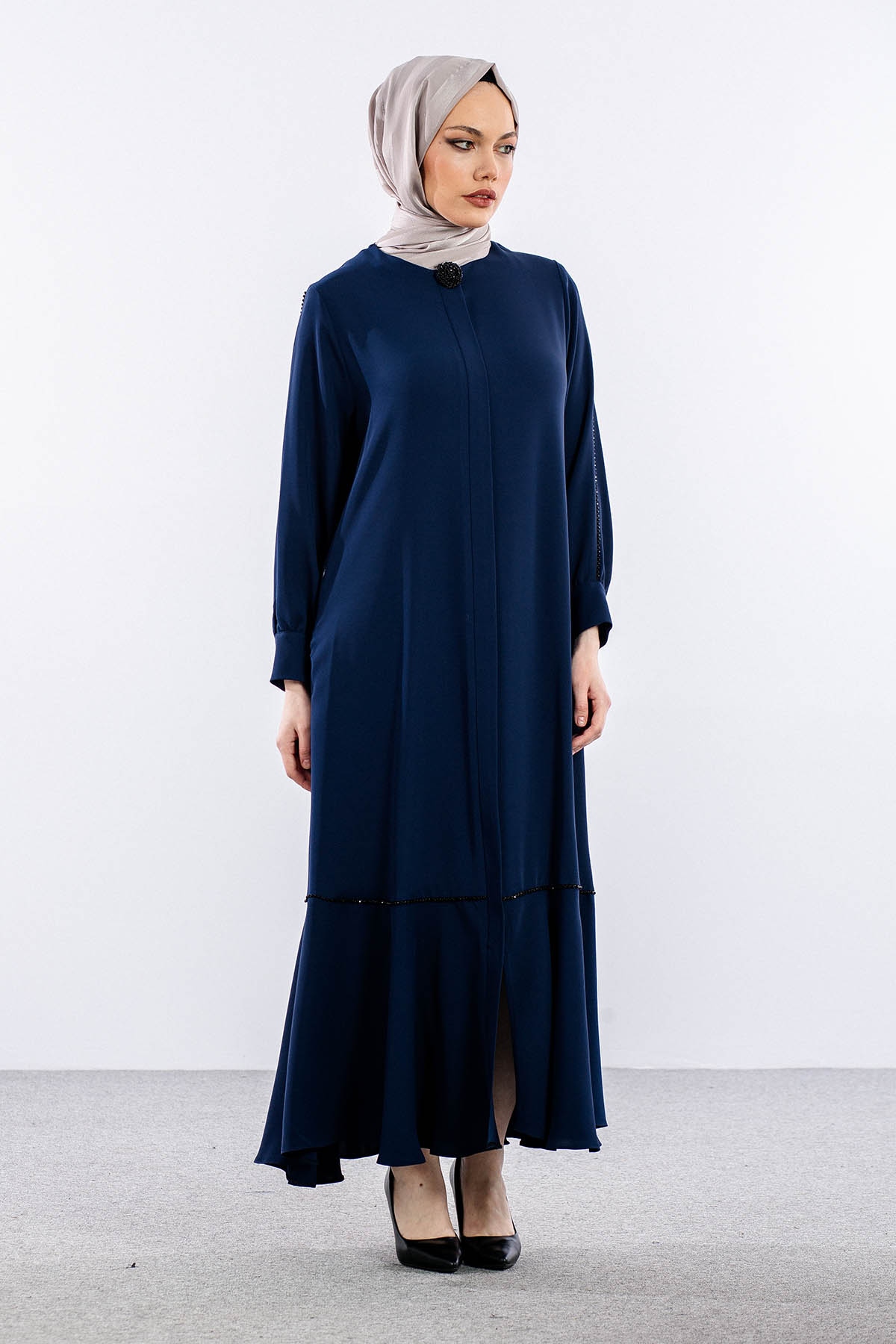 2328 Ferace 42-52 şik Boncuk - Lacivert - 2