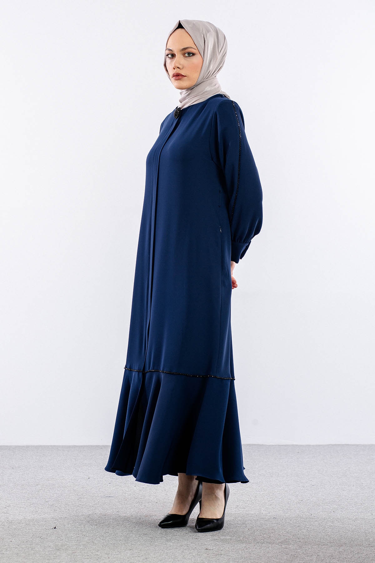 2328 Ferace 42-52 şik Boncuk - Lacivert - 4