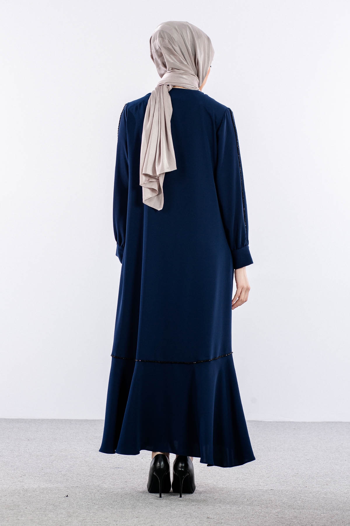 2328 Ferace 42-52 şik Boncuk - Lacivert - 5