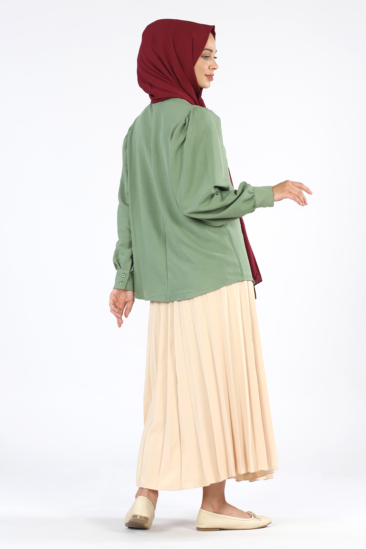 Yakası Çilek Detaylı Tunik Haki - 4