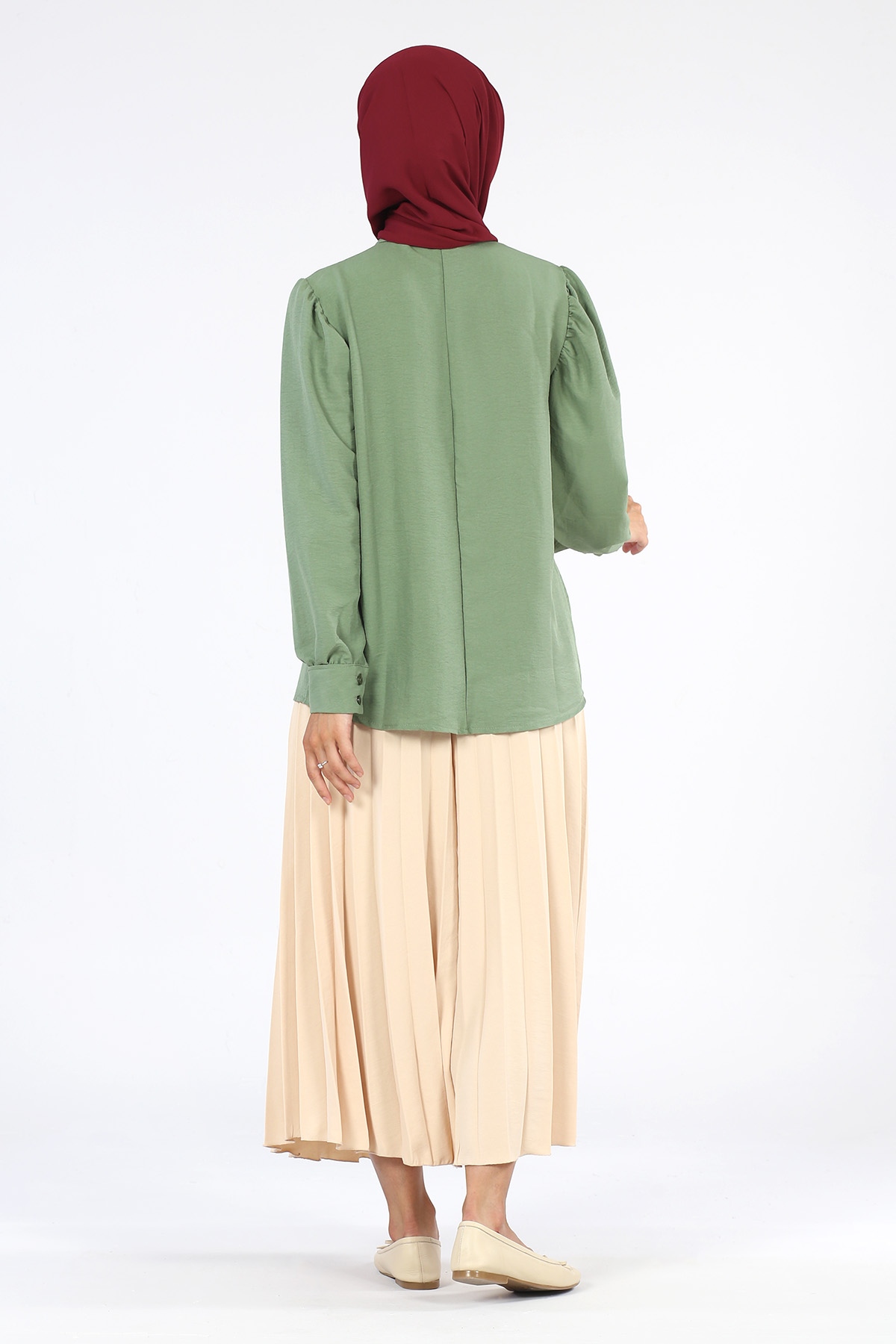 Yakası Çilek Detaylı Tunik Haki - 5