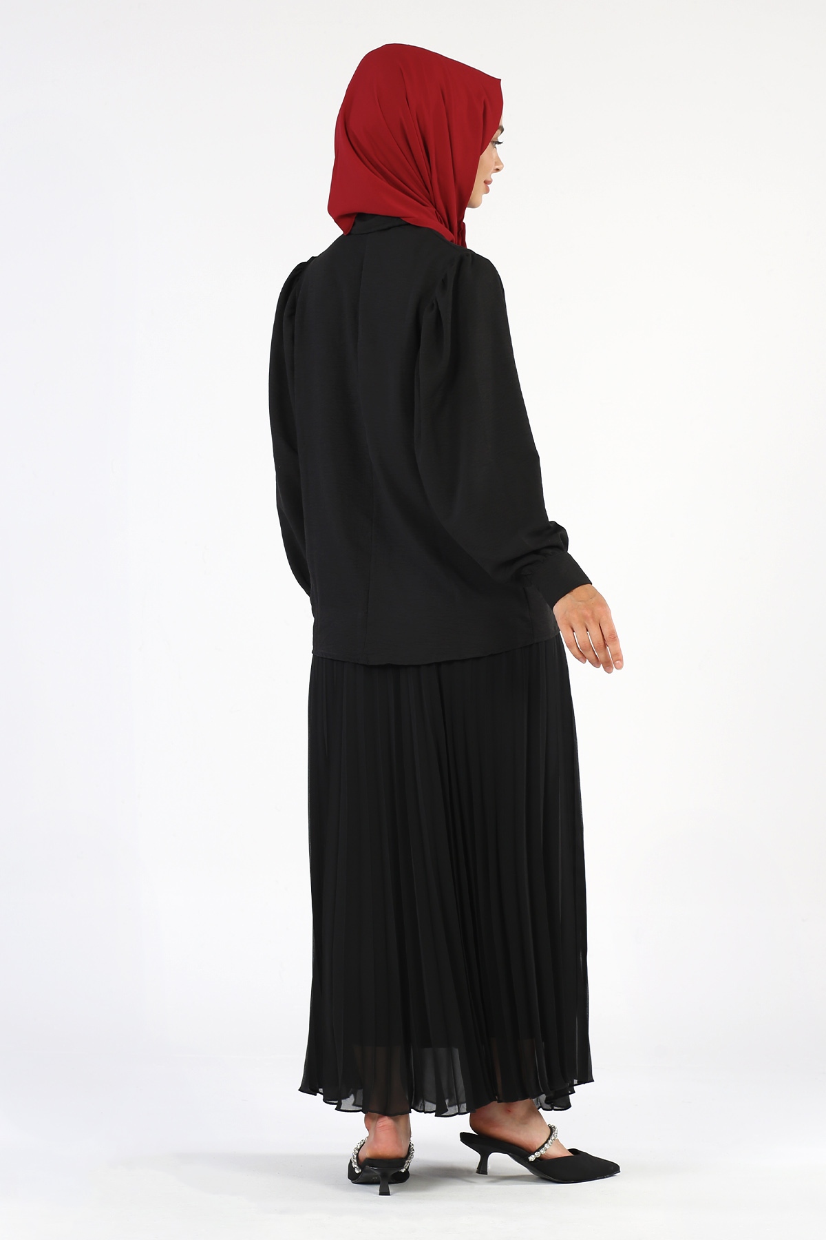 Yakası Çilek Detaylı Tunik Siyah - 5