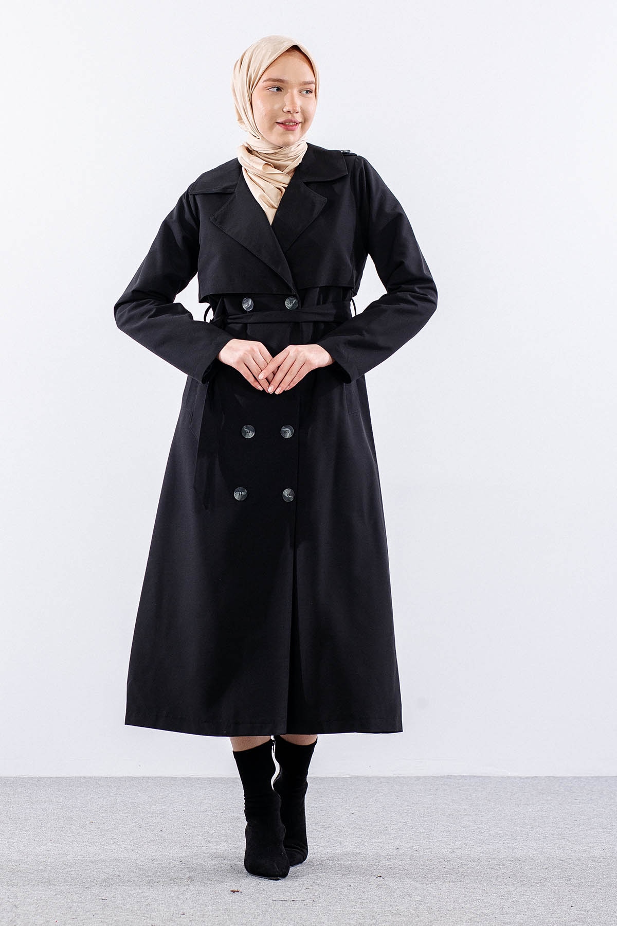 237 Trençkot 38-48 - Siyah - 2